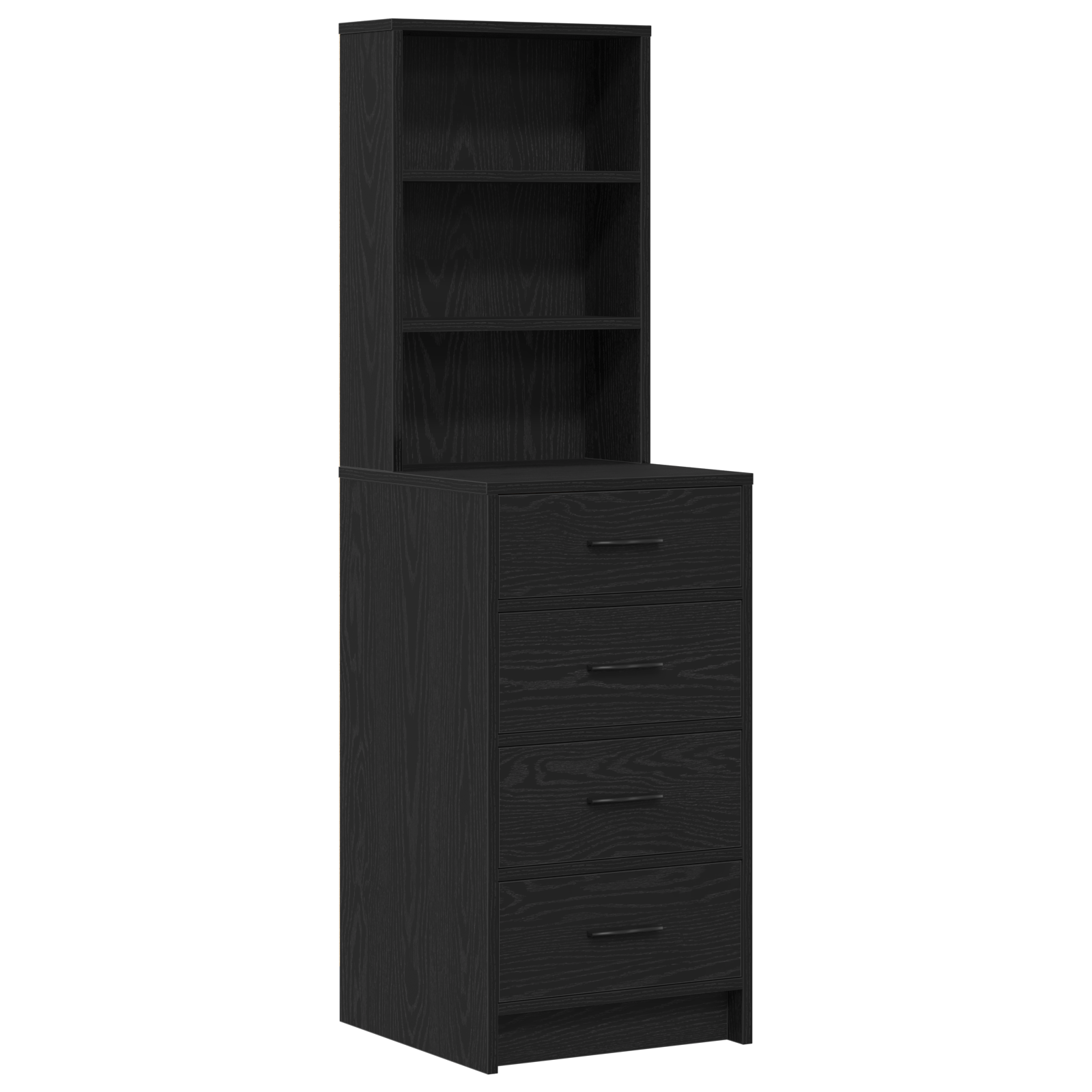 3 Piece Dressing Table Set with LED Black Engineered Wood - Image 5