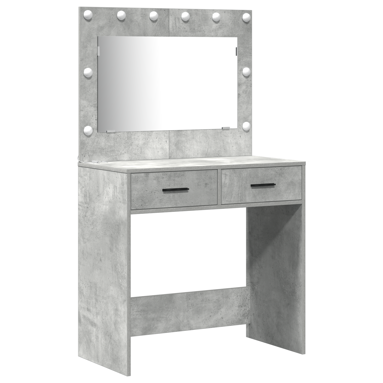 3 Piece Dressing Table Set with LED - Concrete Grey Engineered Wood - Image 4