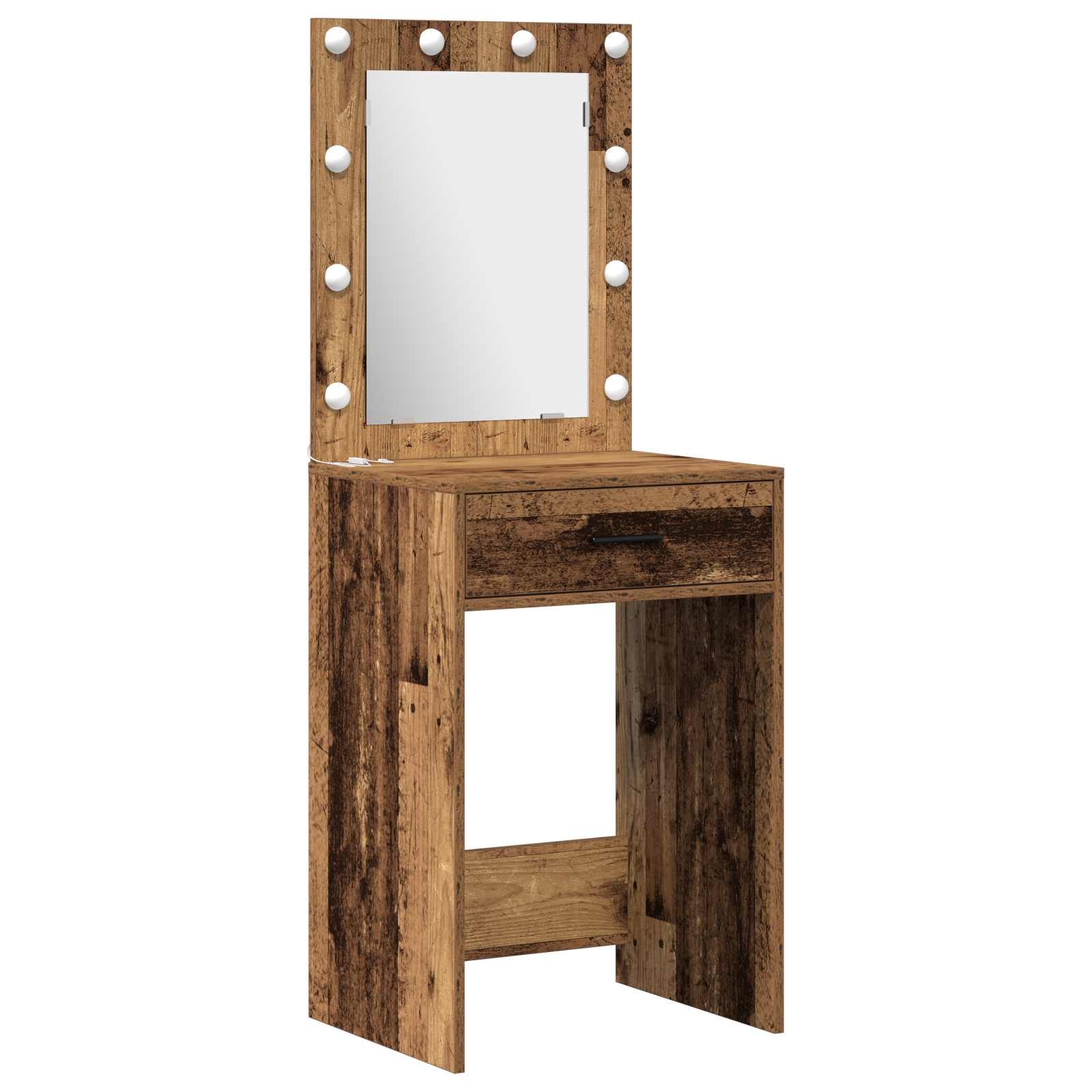 3-Piece Dressing Table Set with LED in Old Wood Finish - Image 4