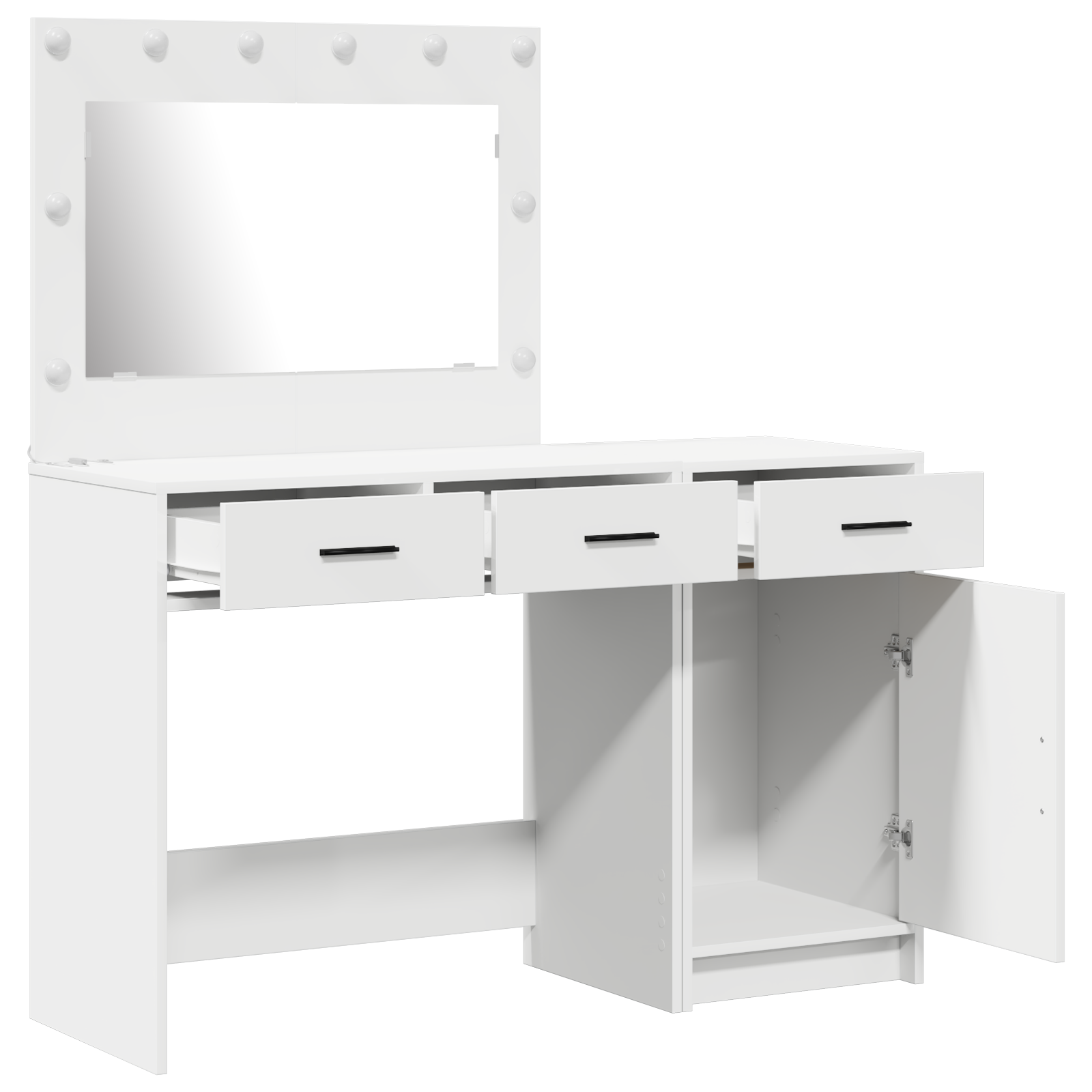 2 Piece Dressing Table Set with LED White Engineered Wood - Image 4