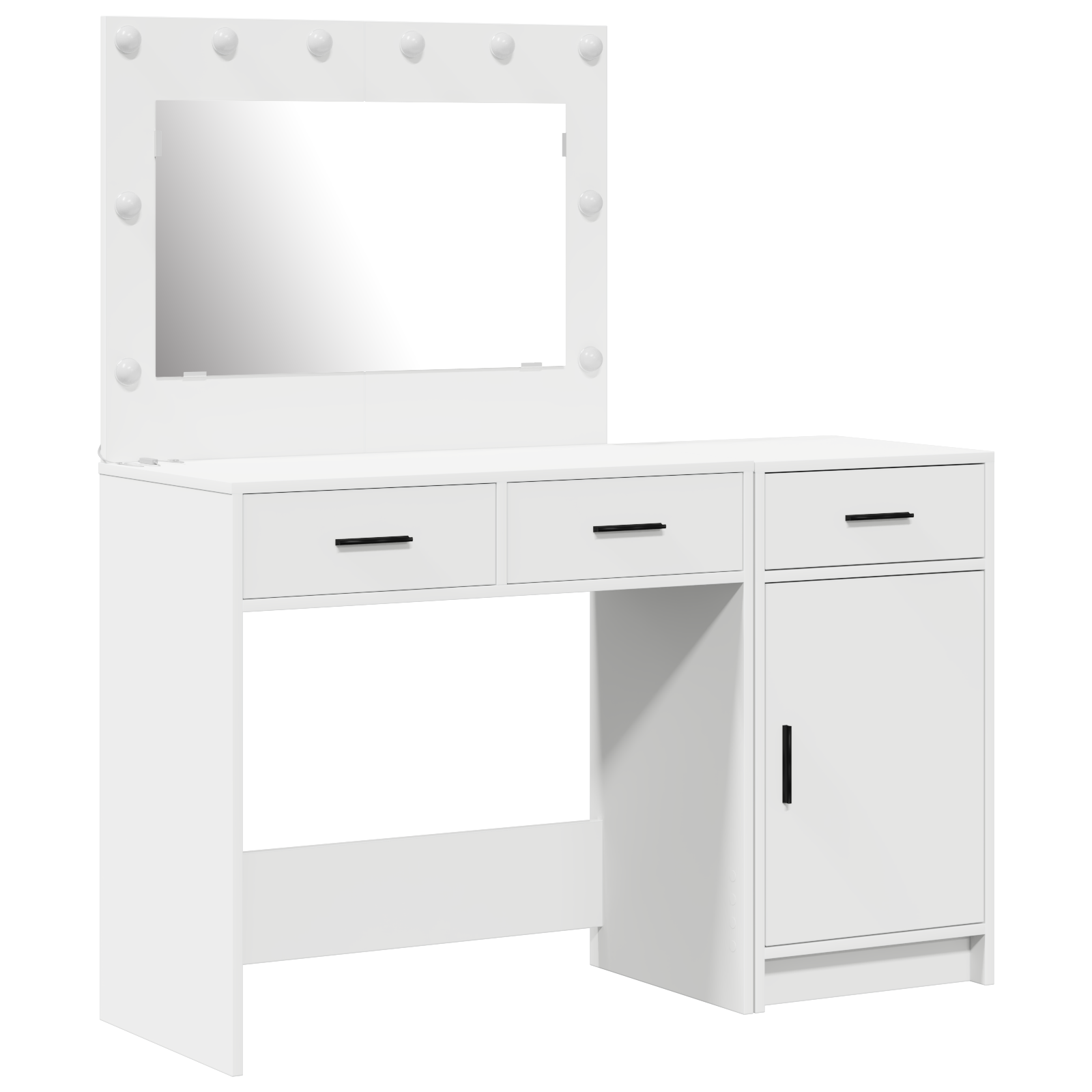 2 Piece Dressing Table Set with LED White Engineered Wood - Image 2
