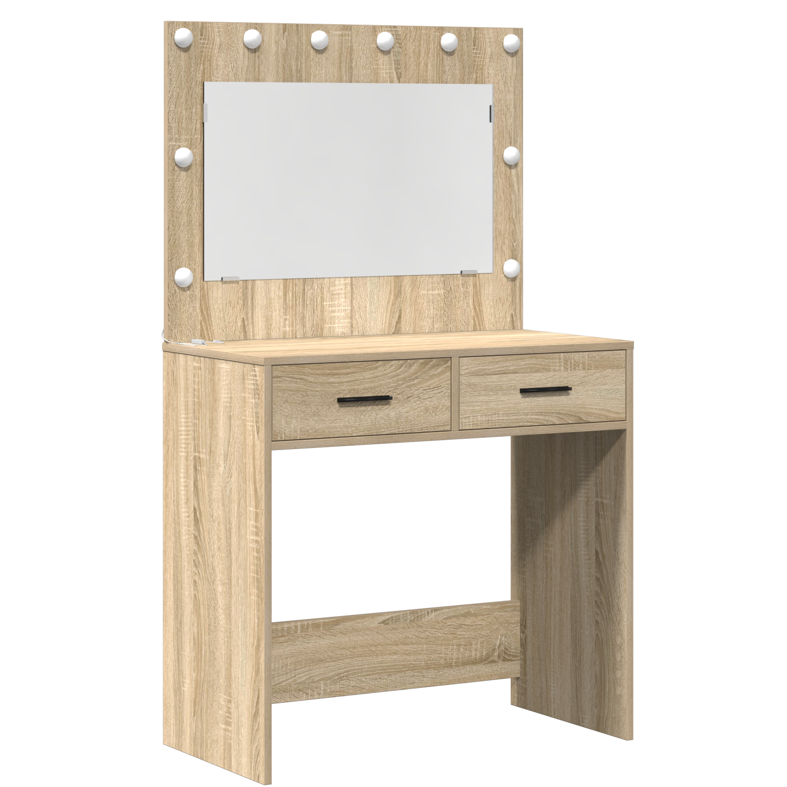 2-Piece Dressing Table Set with LED in Sonoma Oak Engineered Wood - Image 4