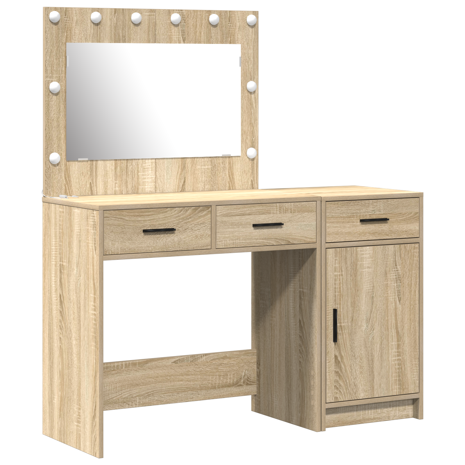 2-Piece Dressing Table Set with LED in Sonoma Oak Engineered Wood - Image 2