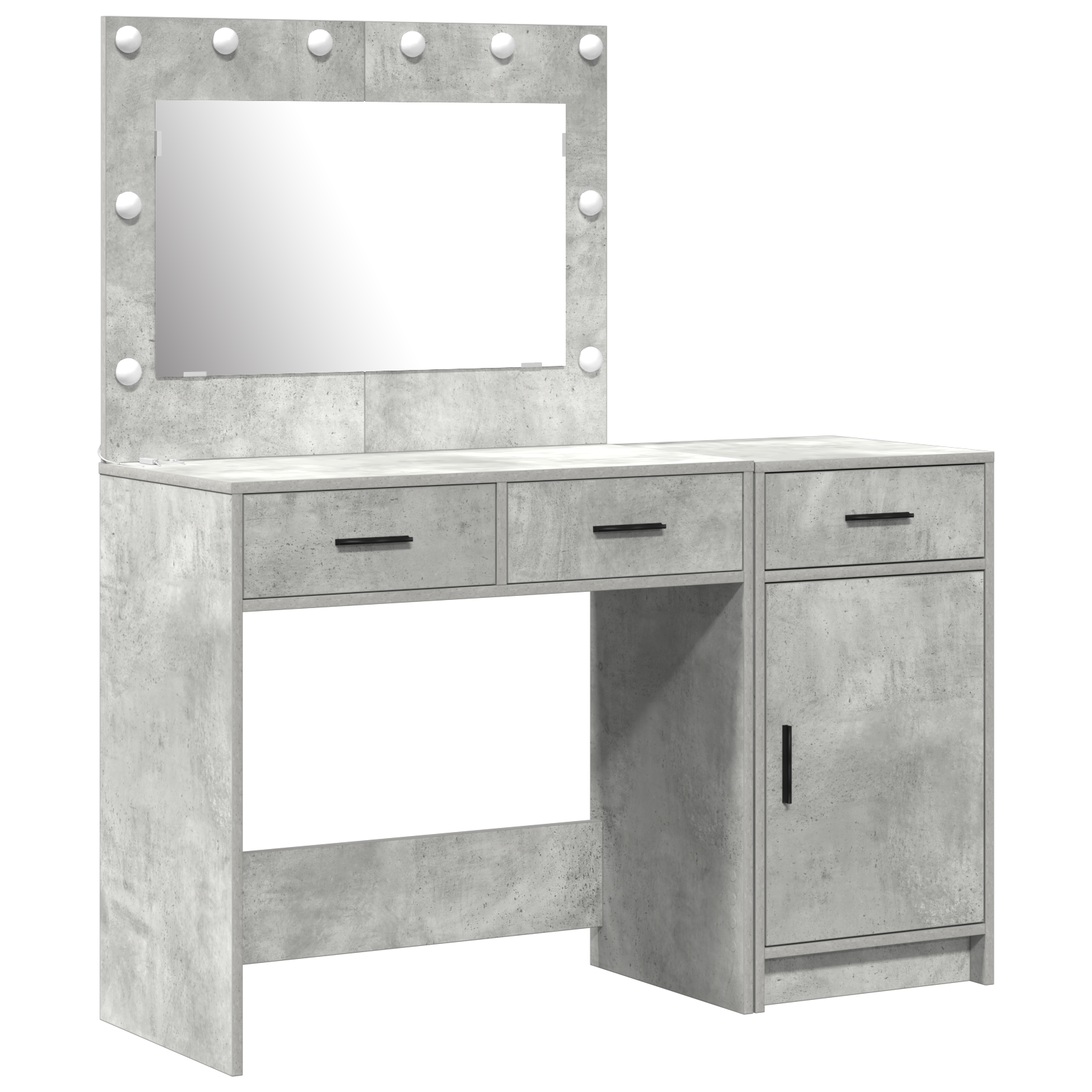 2-Piece Dressing Table Set with LED in Concrete Grey Made from Engineered Wood - Image 2