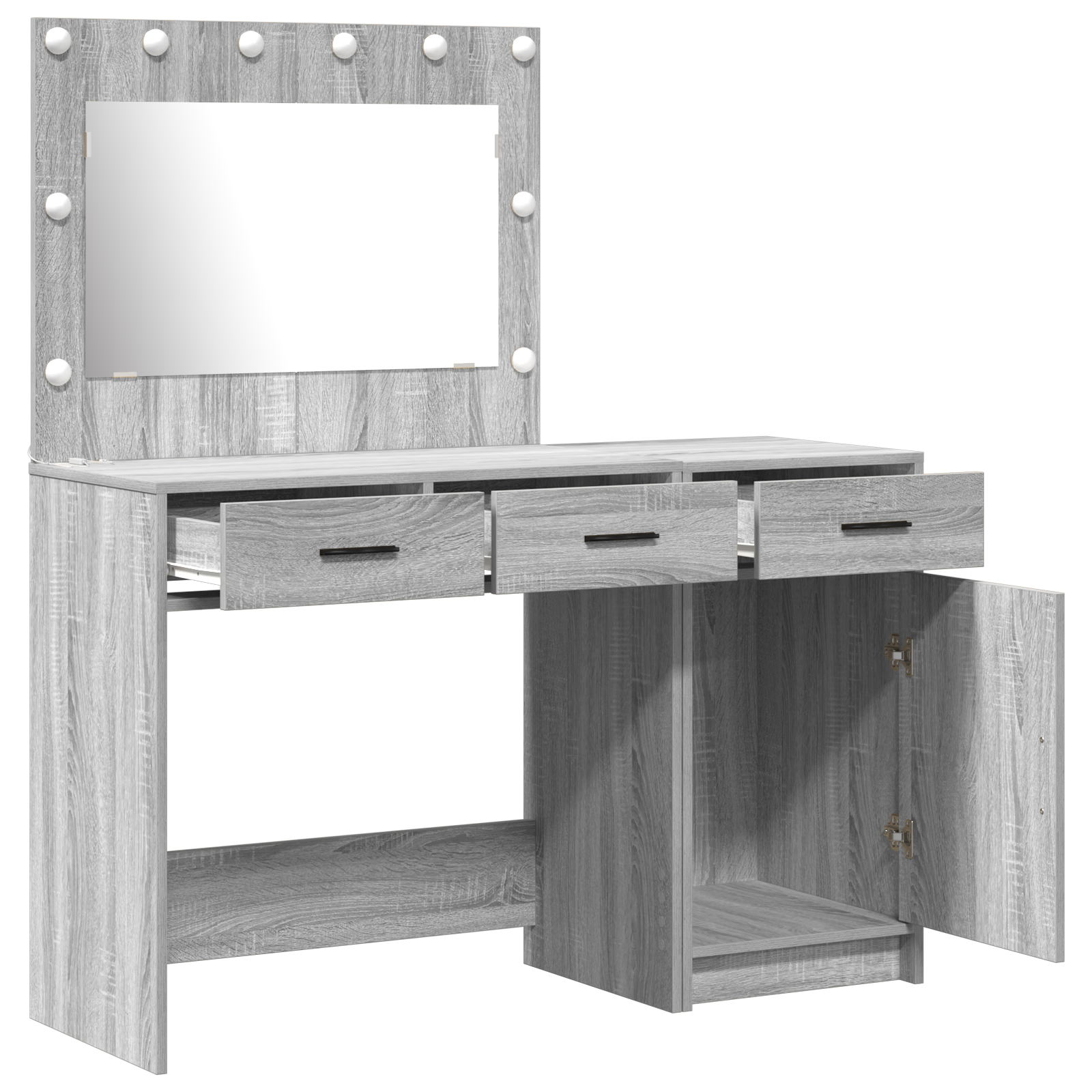 2-Piece Dressing Table Set with LED - Grey Sonoma Engineered Wood - Image 5