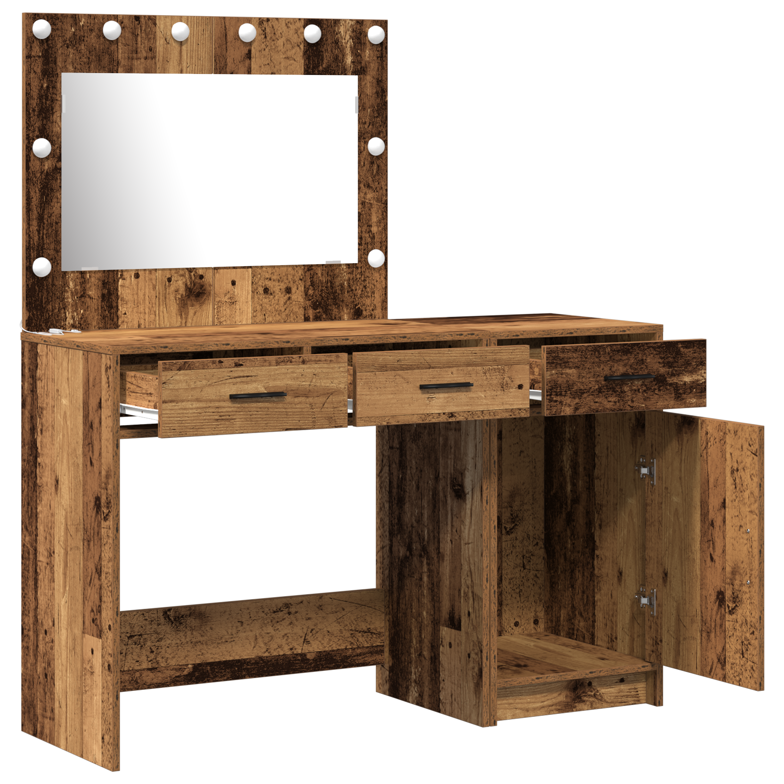 2-Piece Dressing Table Set with LED in Old Wood Finish - Image 5