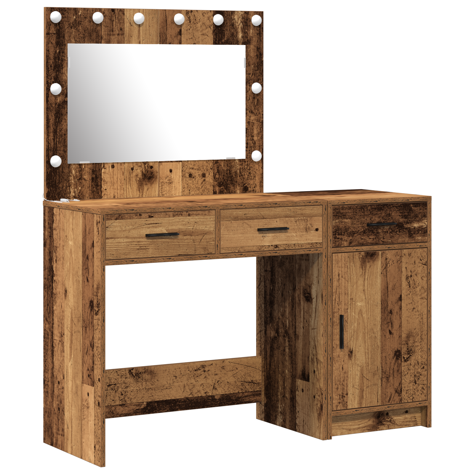 2-Piece Dressing Table Set with LED in Old Wood Finish - Image 2