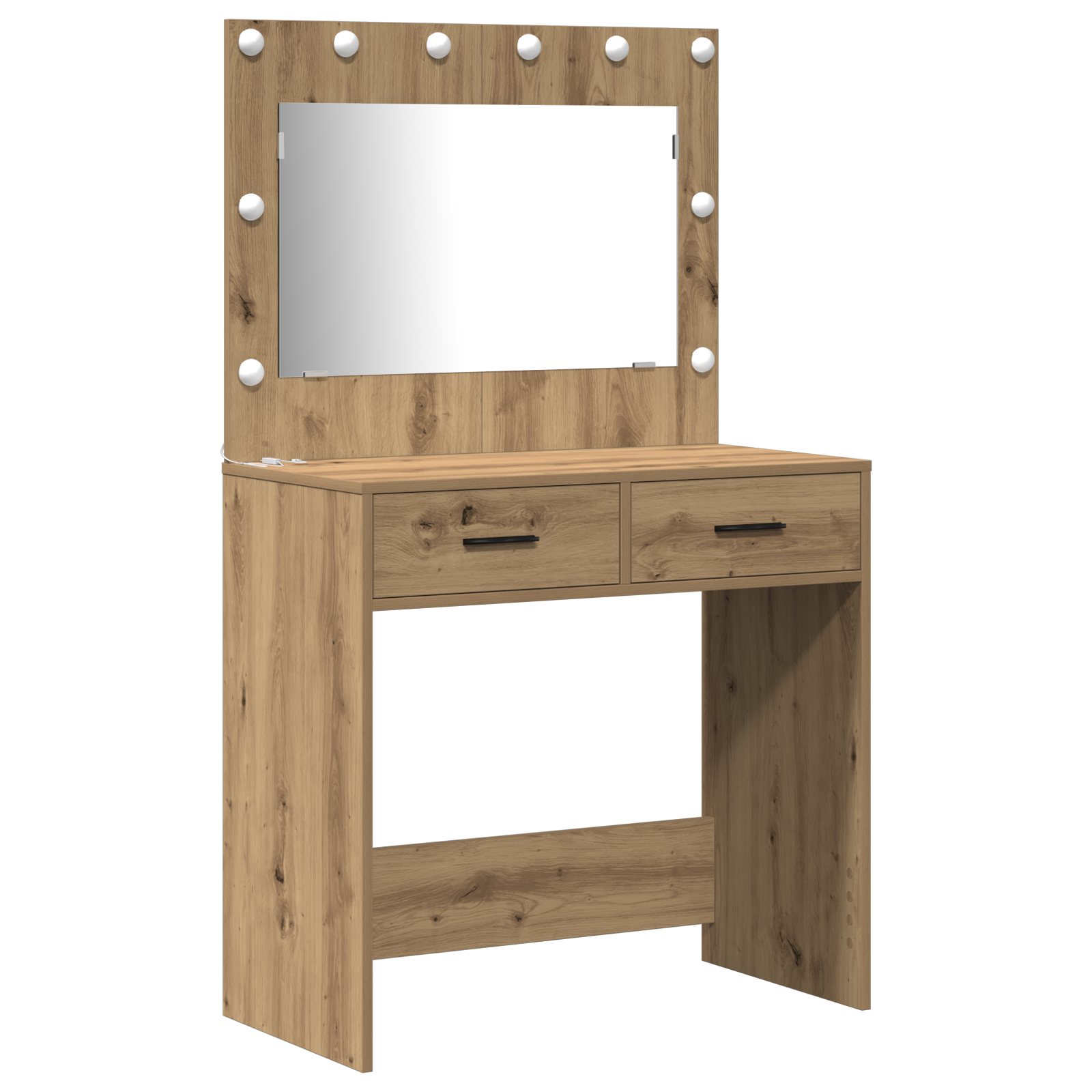 2-Piece Dressing Table Set with LED - Artisan Oak Engineered Wood - Image 4