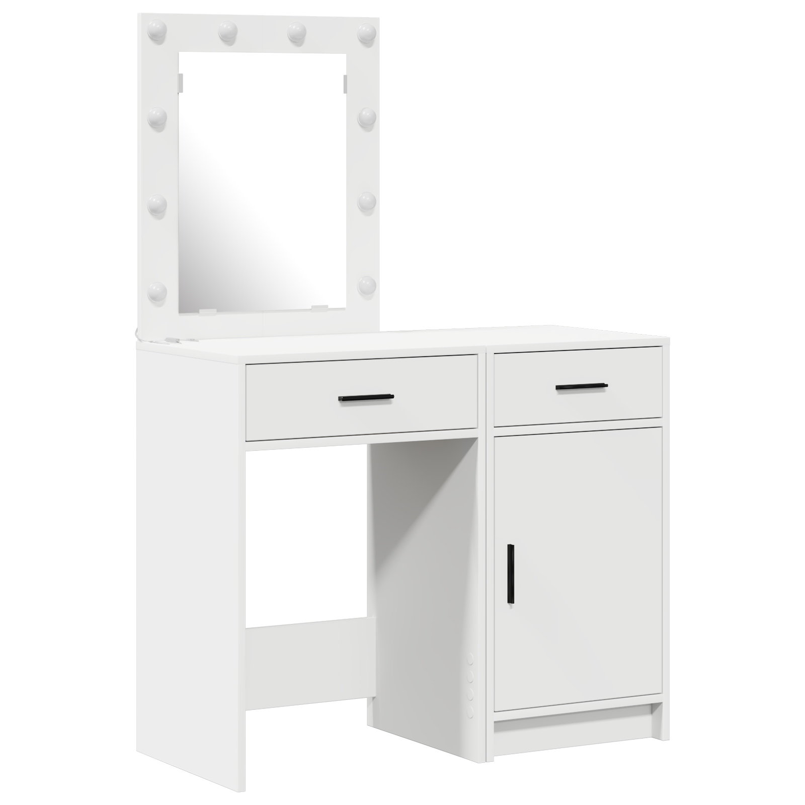 2-Piece Dressing Table Set with LED - White Engineered Wood - Image 2