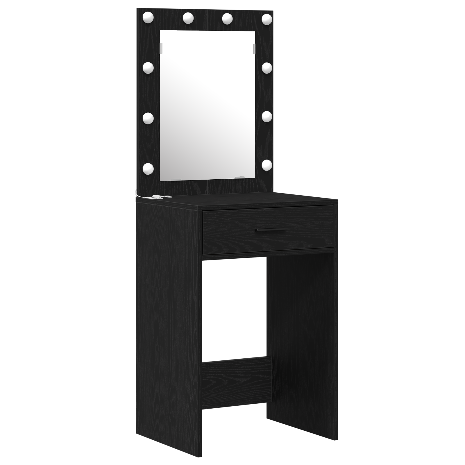 2 Piece Dressing Table Set with LED Black Engineered Wood - Image 4