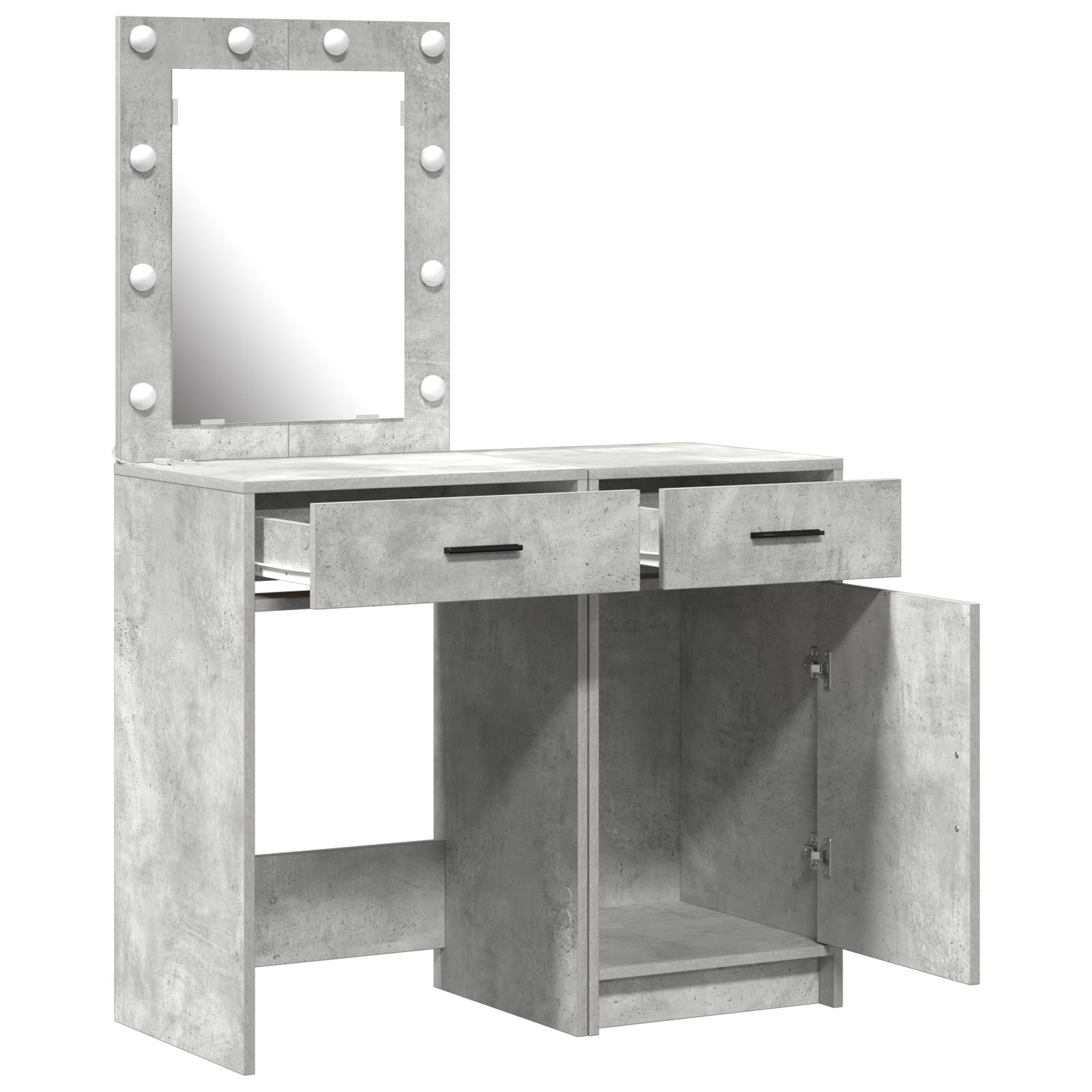 2-Piece Dressing Table Set with LED in Concrete Grey Engineered Wood - Image 5