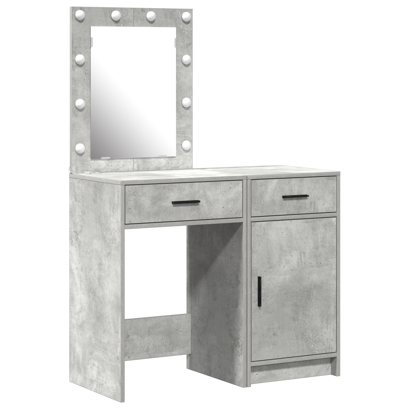 2-Piece Dressing Table Set with LED in Concrete Grey Engineered Wood - Image 2