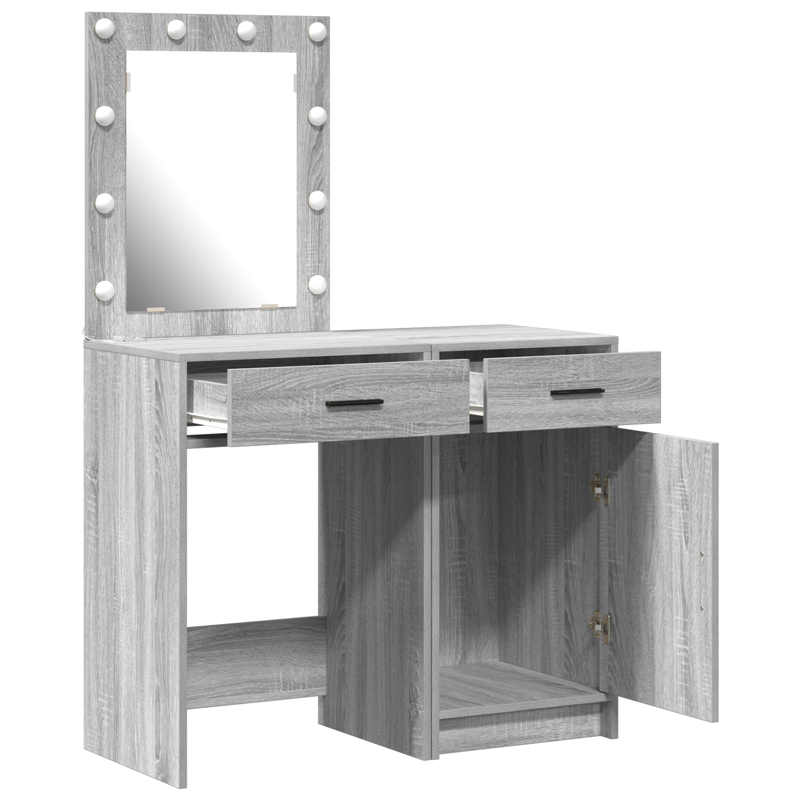 2-Piece Dressing Table Set with LED in Grey Sonoma Engineered Wood - Image 5