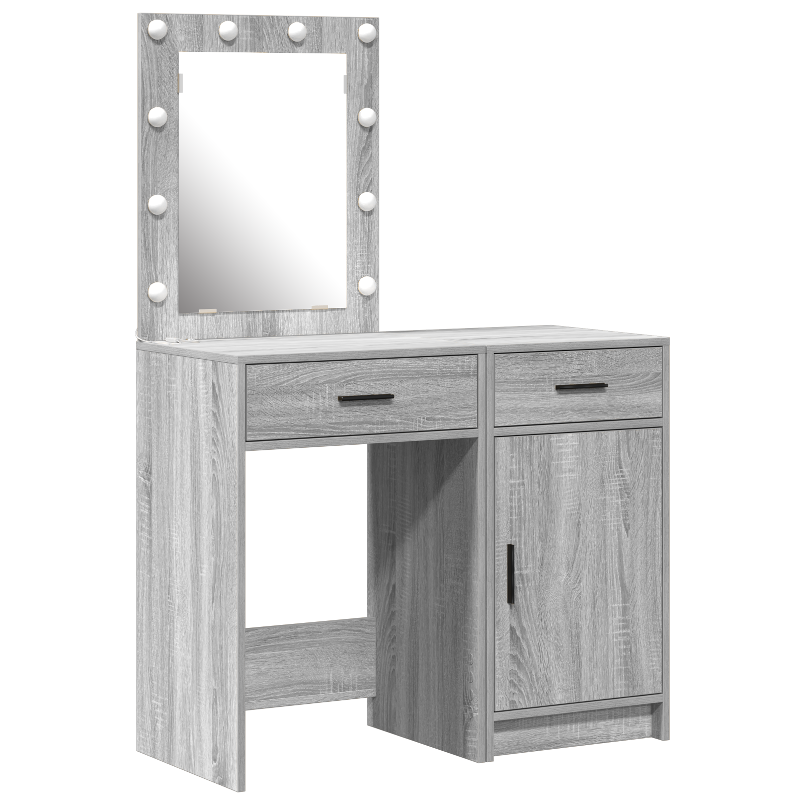 2-Piece Dressing Table Set with LED in Grey Sonoma Engineered Wood - Image 2