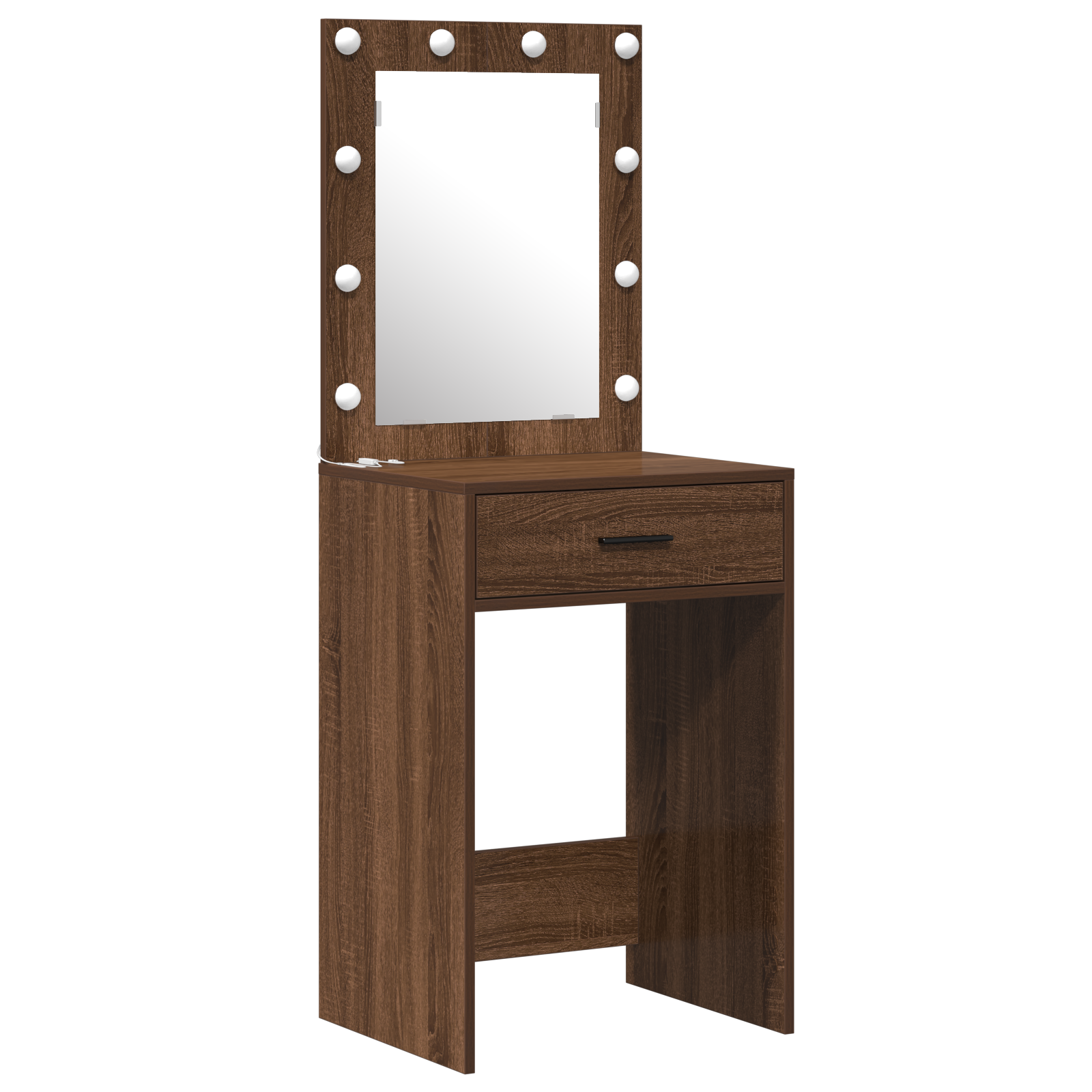 2-Piece Dressing Table Set with LED - Black Oak Engineered Wood - Image 4