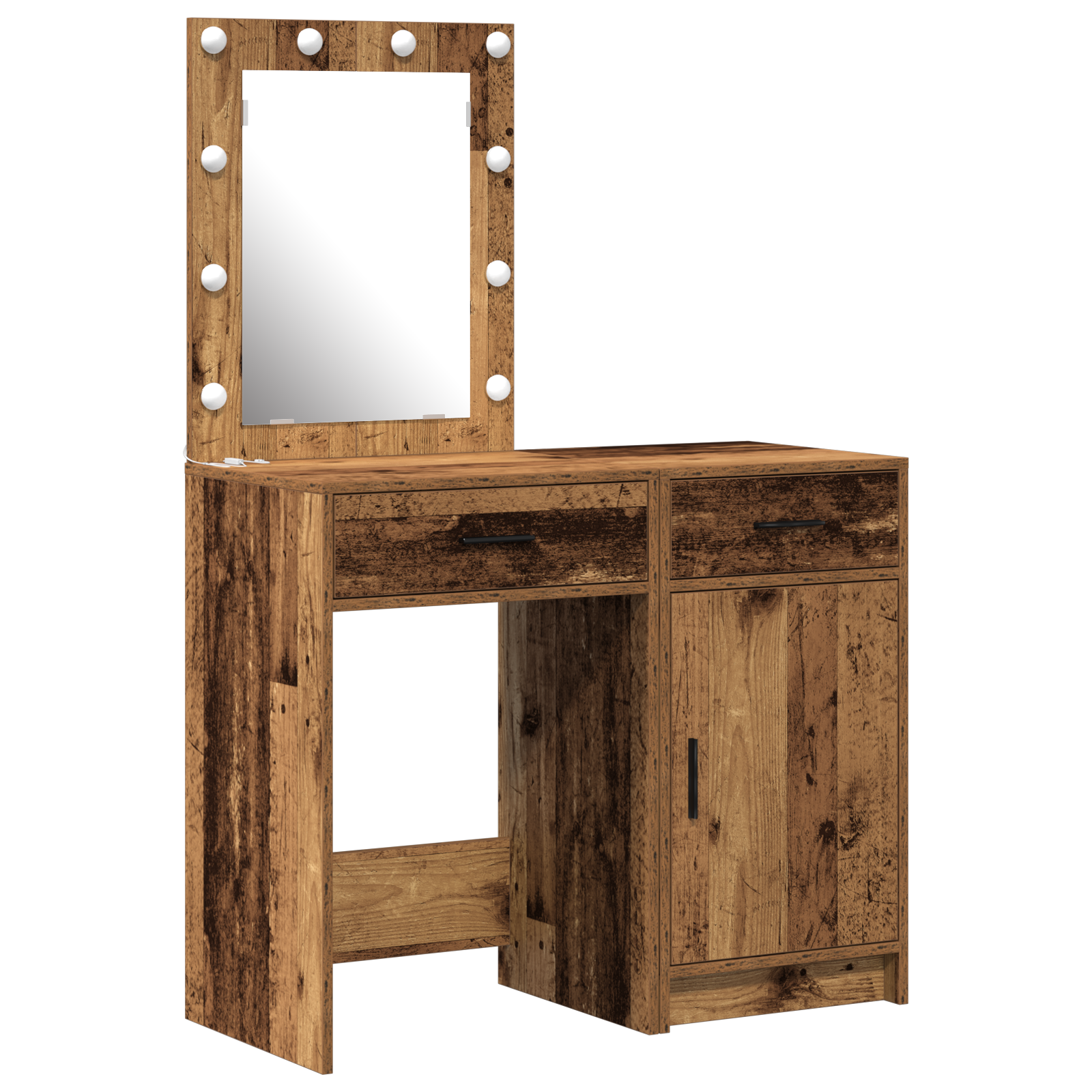 2-Piece Dressing Table Set with LED in Old Wood Finish - Image 2