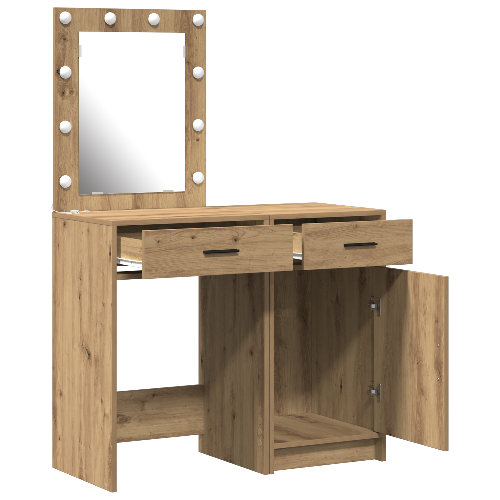 2-Piece Dressing Table Set with LED in Artisan Oak Engineered Wood - Image 5