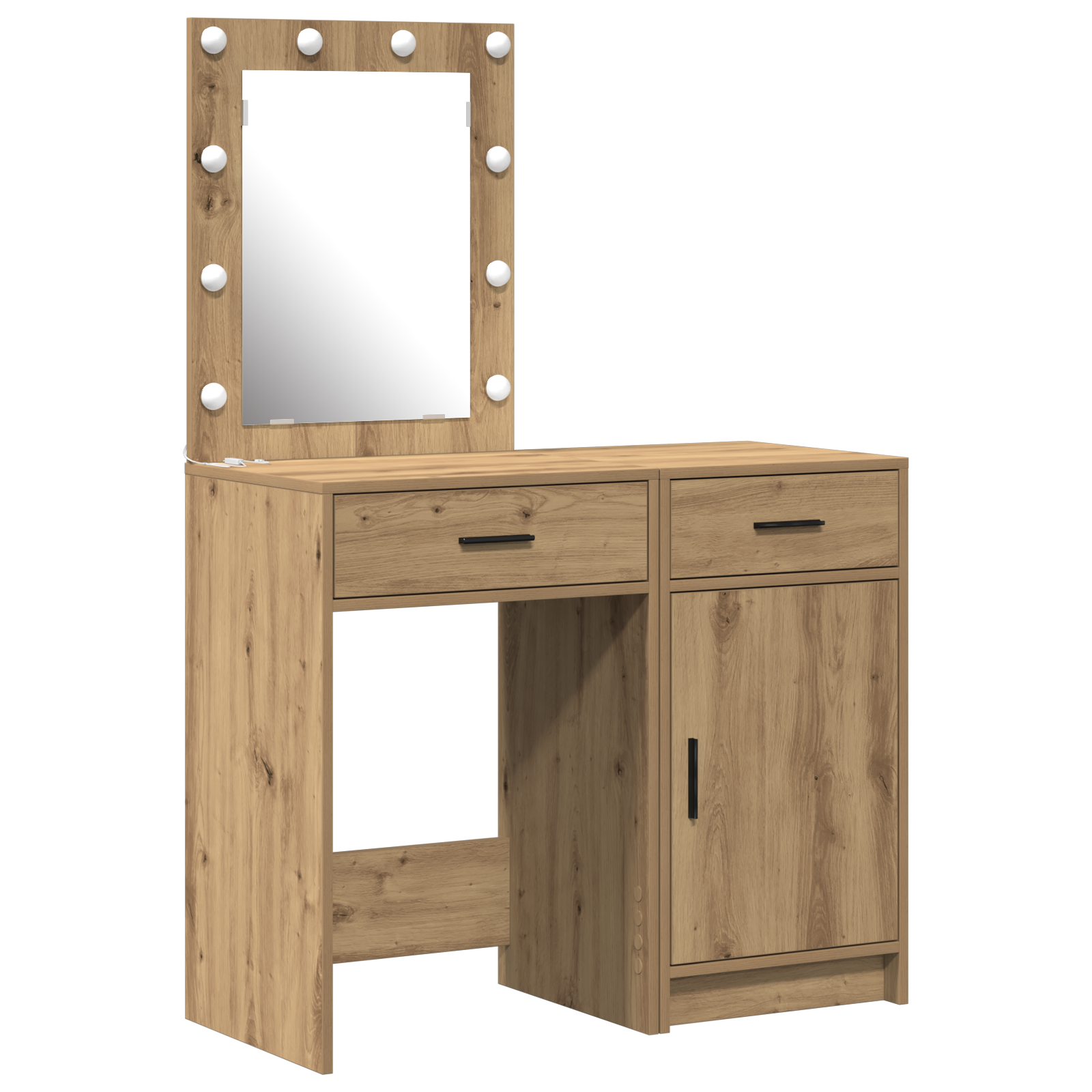 2-Piece Dressing Table Set with LED in Artisan Oak Engineered Wood - Image 2