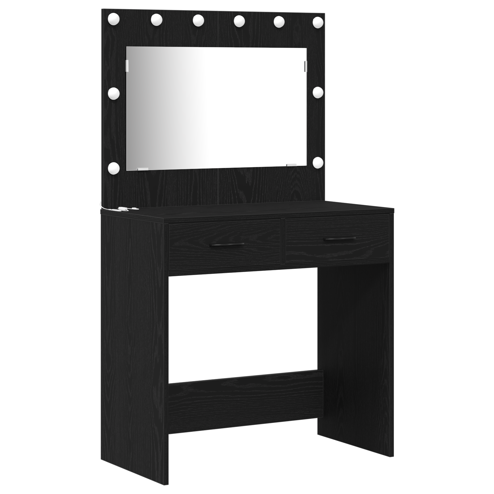 3-Piece Dressing Table Set with LED in Black Engineered Wood - Image 4