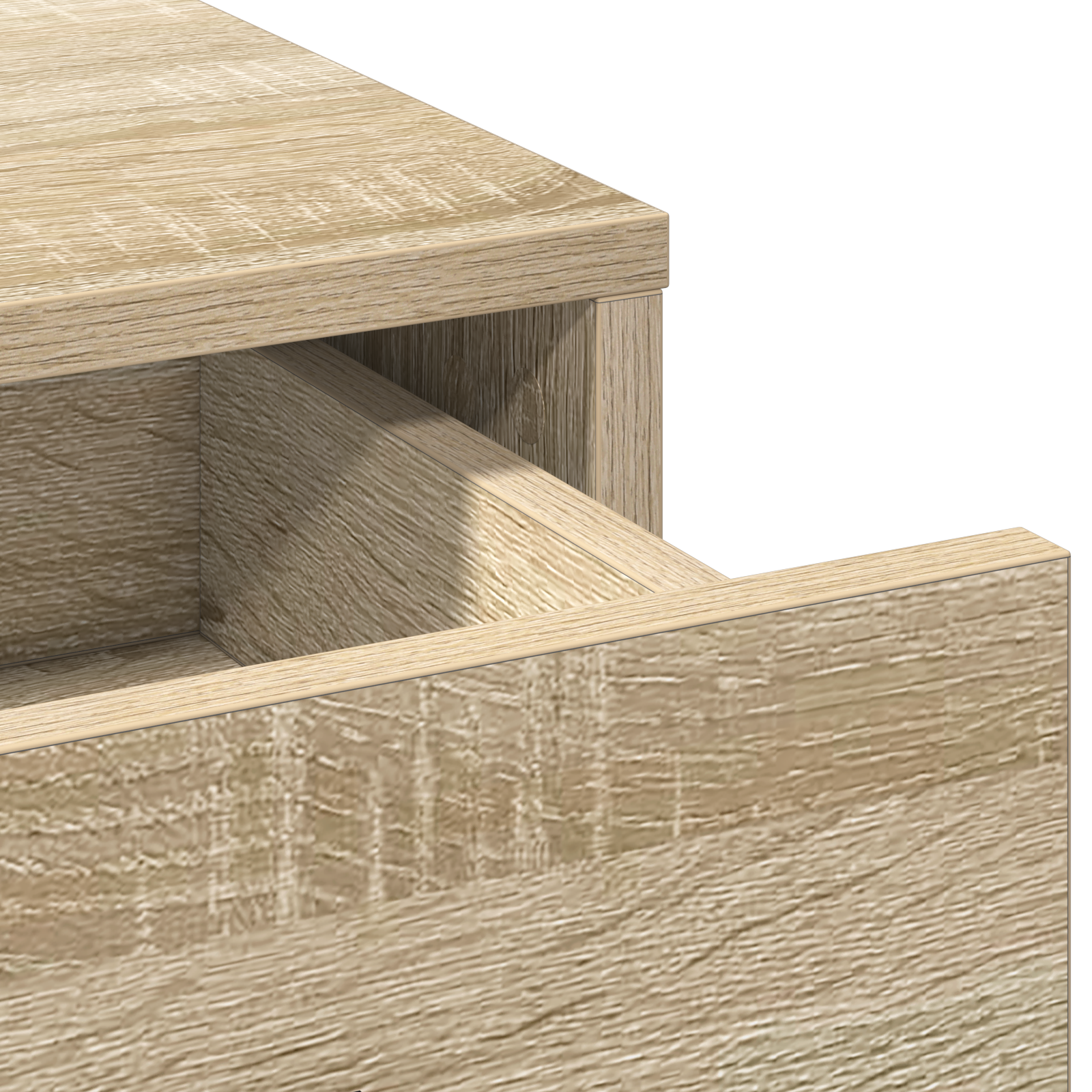 3 Piece Dressing Table Set with LED Sonoma Oak Engineered Wood - Image 7