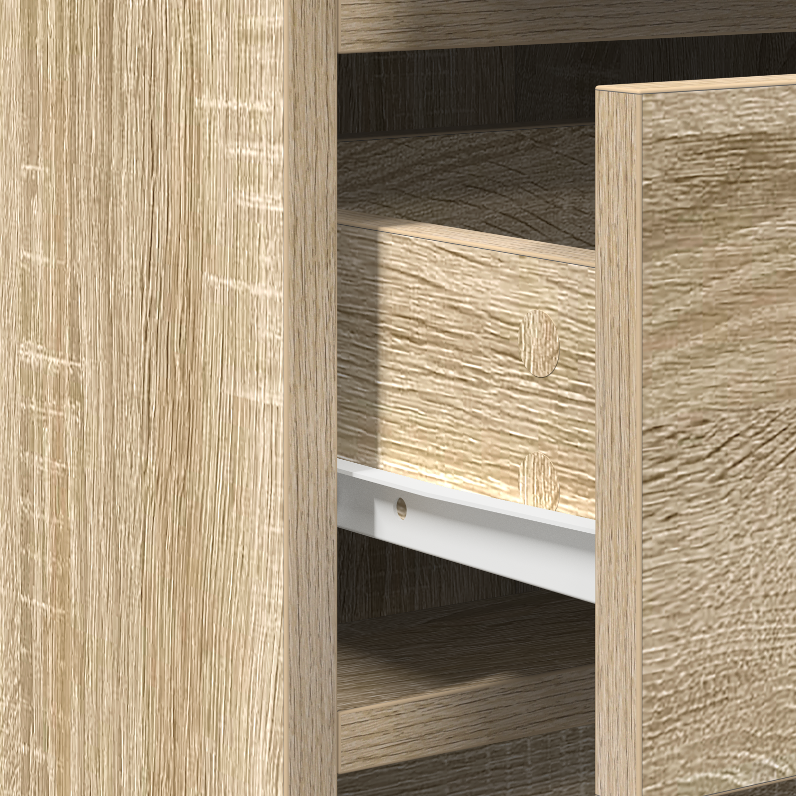 3 Piece Dressing Table Set with LED Sonoma Oak Engineered Wood - Image 9