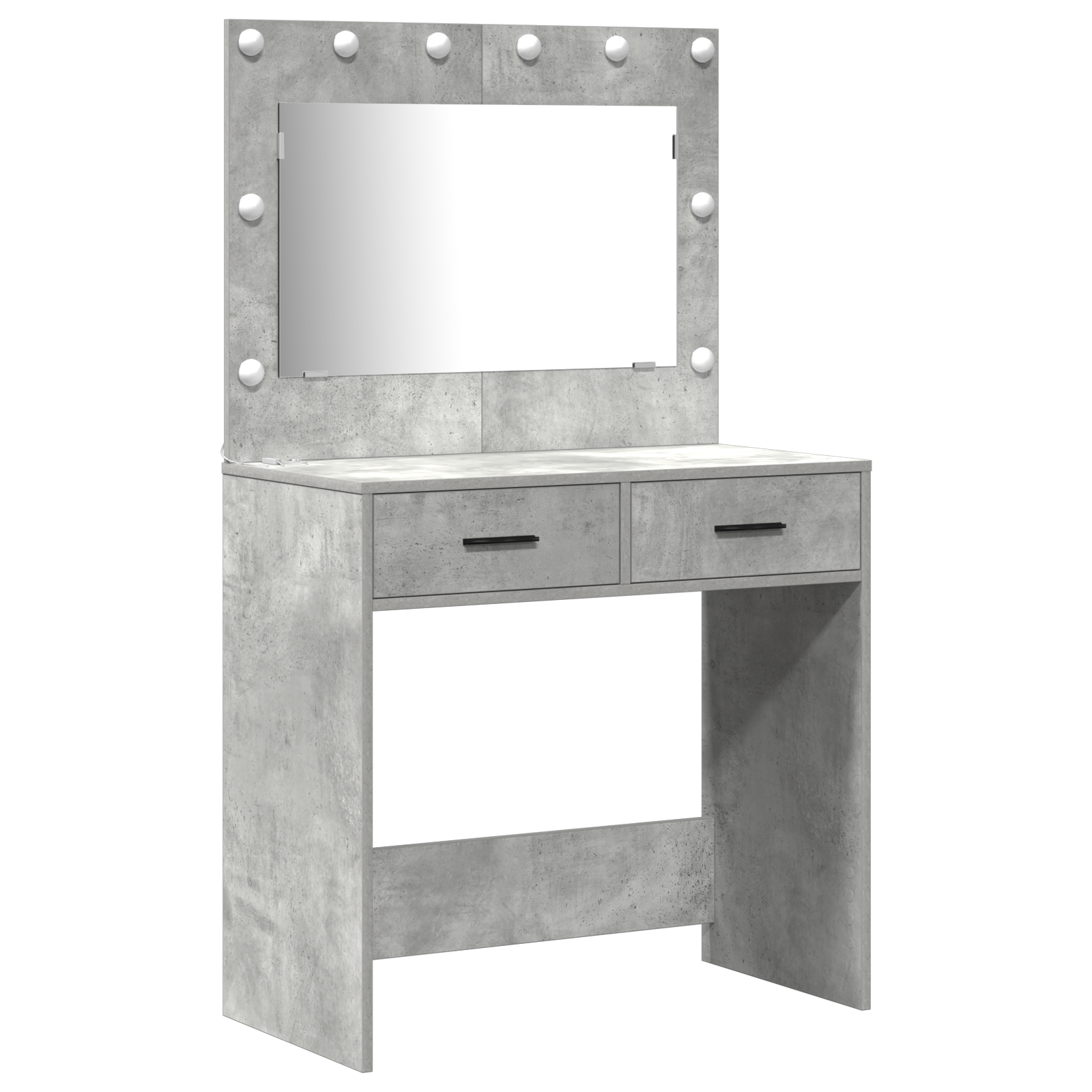 3 Piece Dressing Table Set with LED Concrete Grey Engineered Wood - Image 4