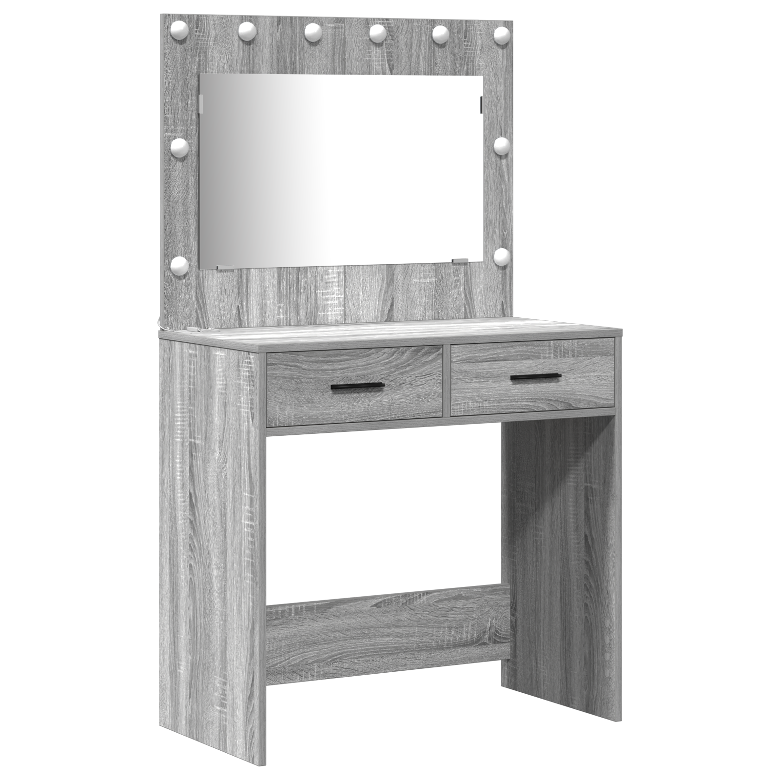 3 Piece Dressing Table Set with LED Grey Sonoma Engineered Wood - Image 4