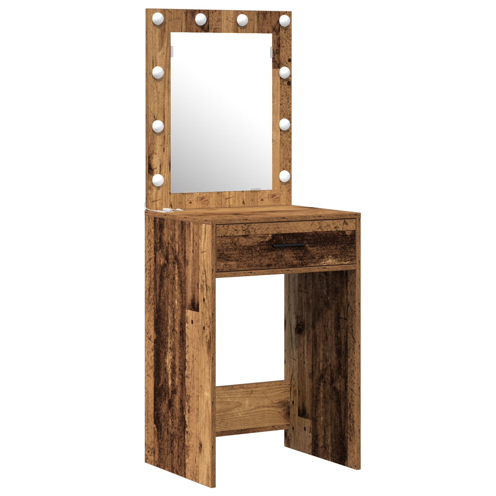 3-Piece Dressing Table Set with LED - Old Wood Engineered Wood - Image 4