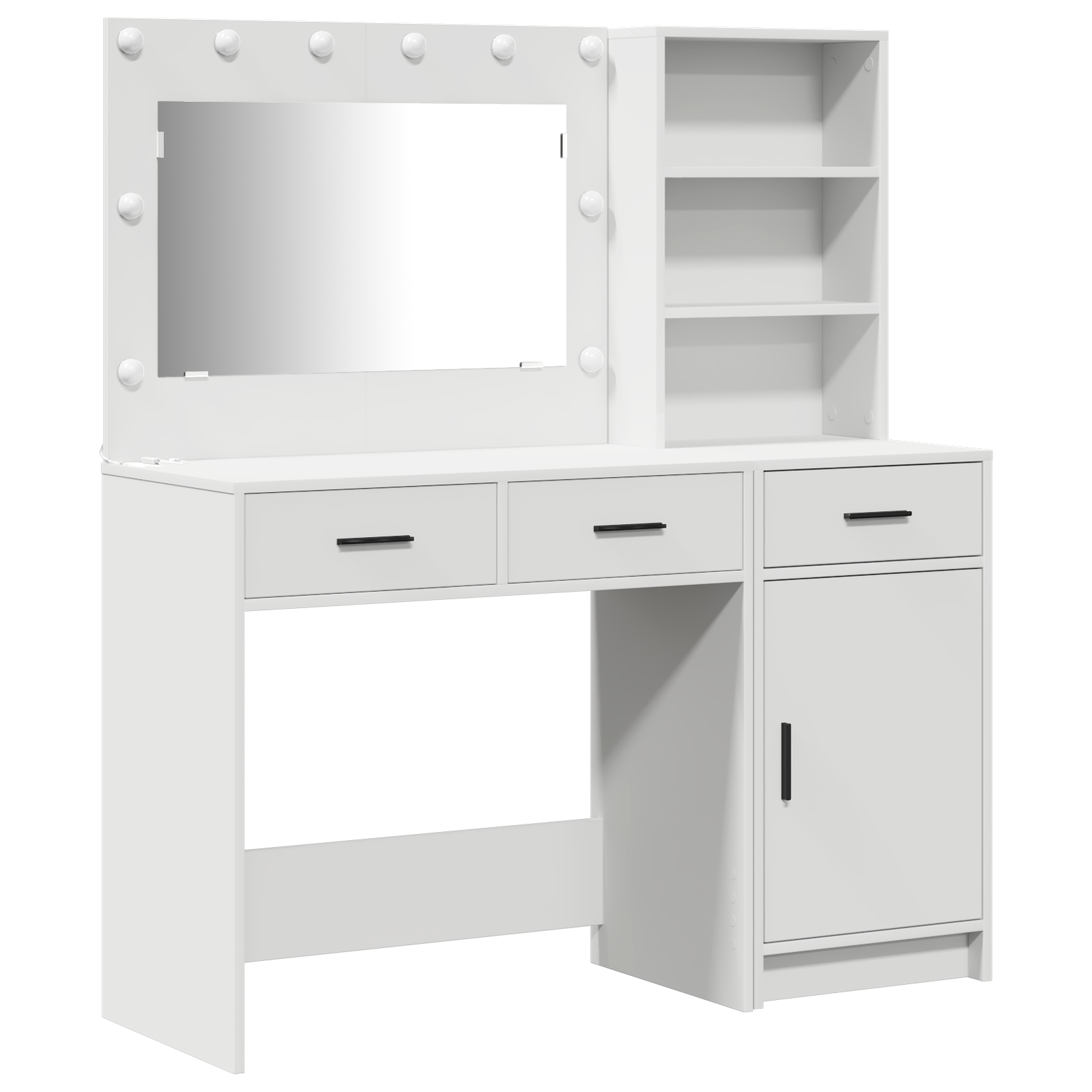 2 Piece Dressing Table Set with LED White Engineered Wood - Image 2