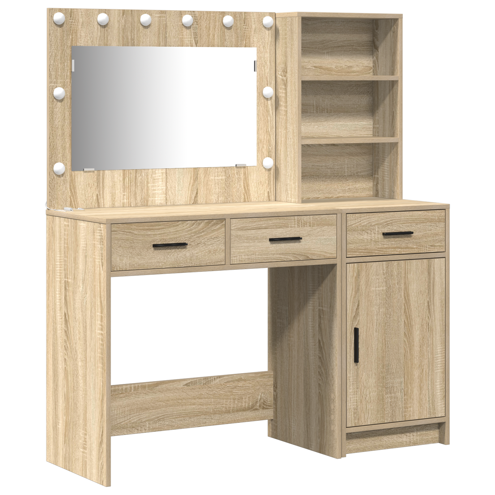 2-Piece Dressing Table Set with LED Sonoma Oak Engineered Wood - Image 4