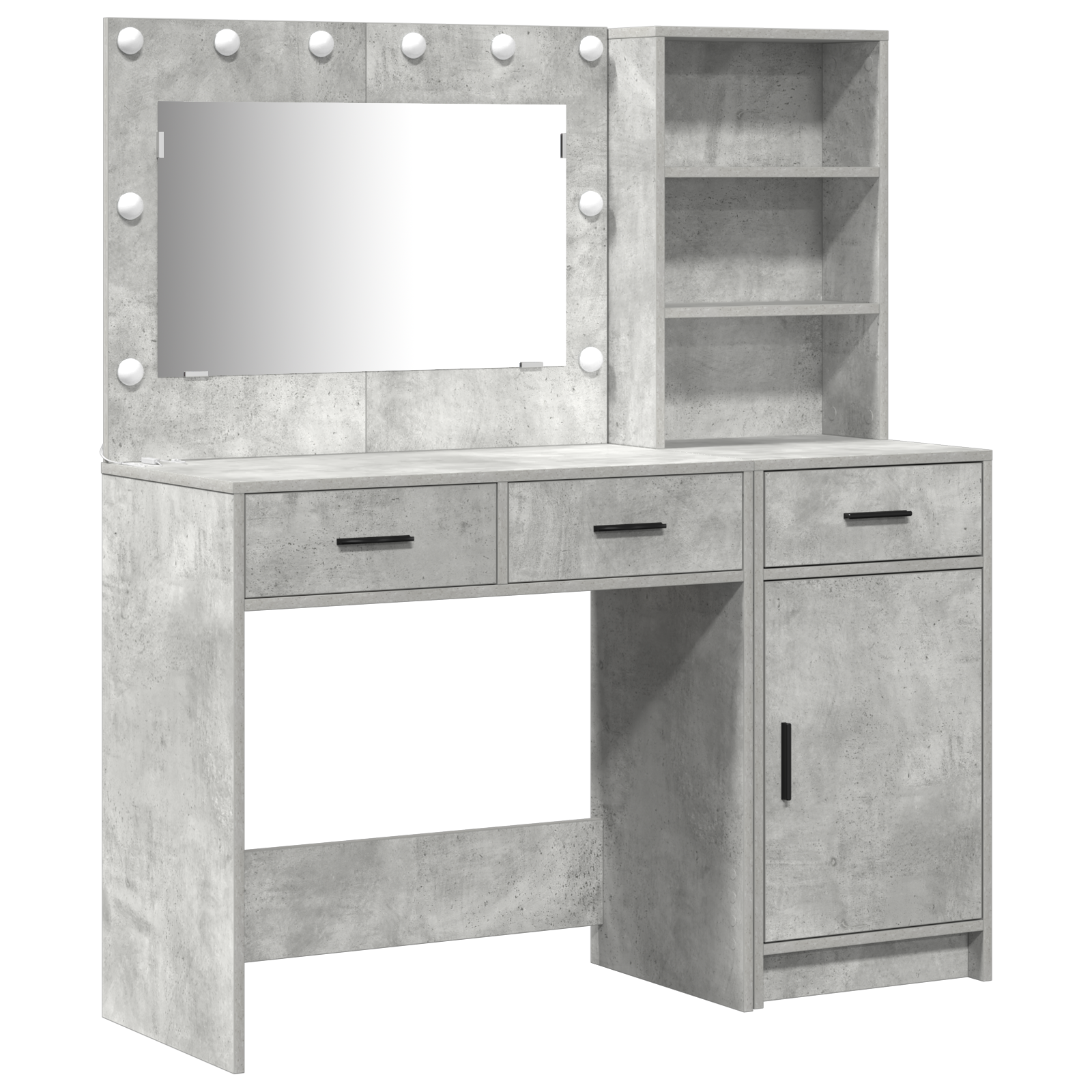 2 Piece Dressing Table Set with LED in Concrete Grey Engineered Wood - Image 4