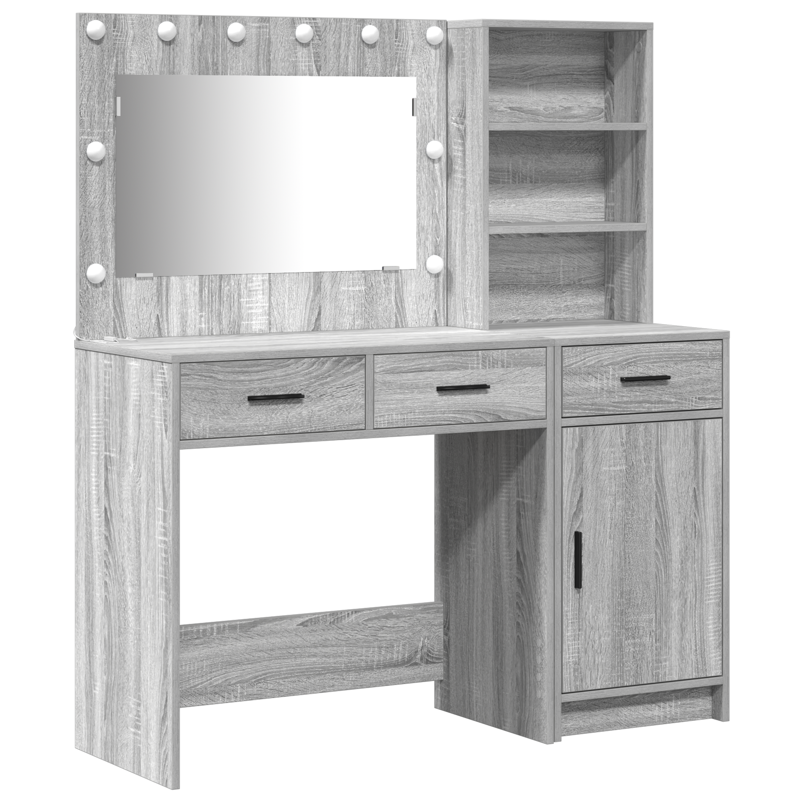 2 Piece Dressing Table Set with LED Grey Sonoma Engineered Wood - Image 2