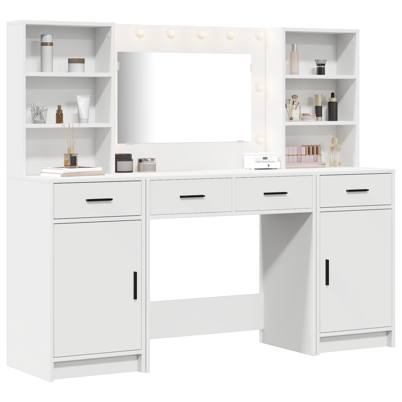 3 Piece Dressing Table Set White Engineered Wood - Image 3