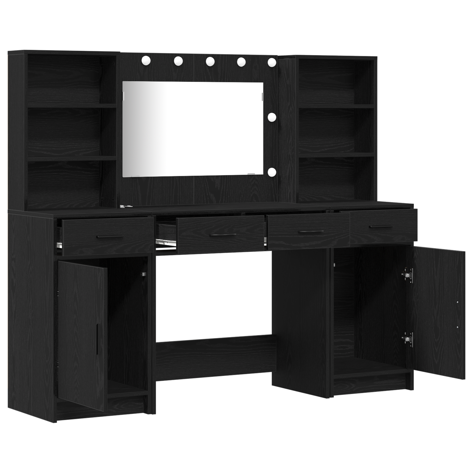 3 Piece Dressing Table Set  Black Engineered Wood - Image 6