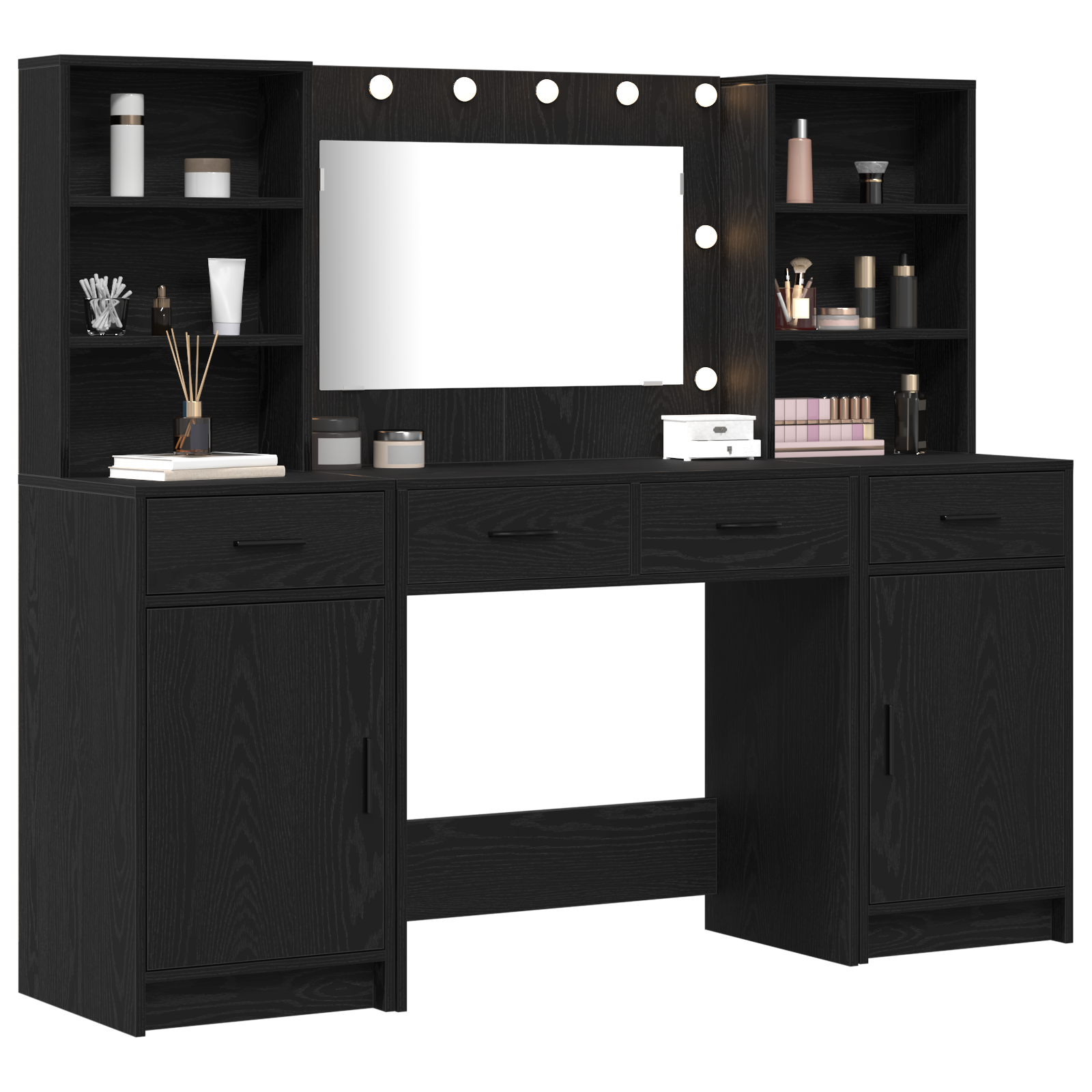 3 Piece Dressing Table Set  Black Engineered Wood - Image 3