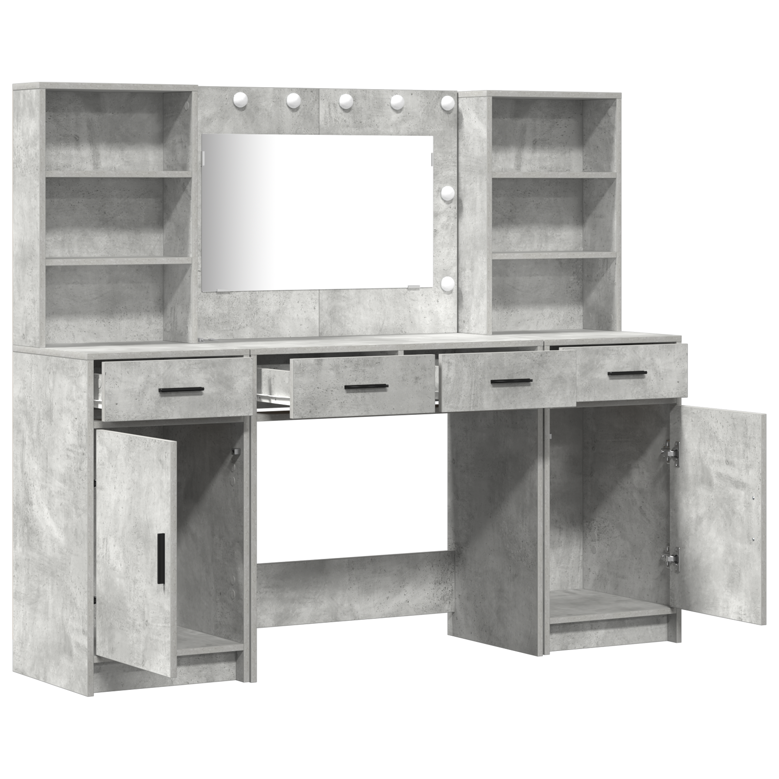 3 Piece Dressing Table Set  Concrete Grey Engineered Wood - Image 6