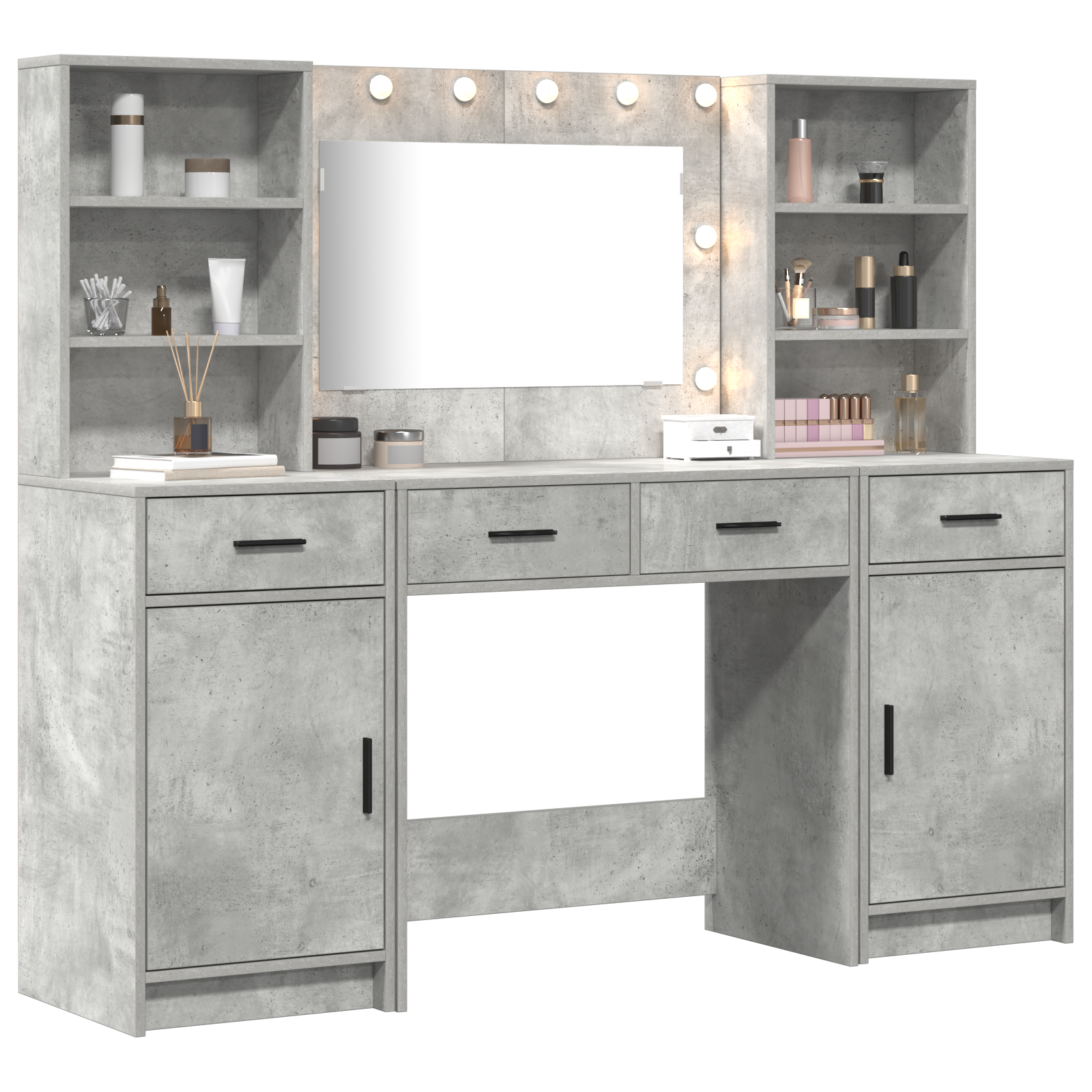 3 Piece Dressing Table Set  Concrete Grey Engineered Wood - Image 3