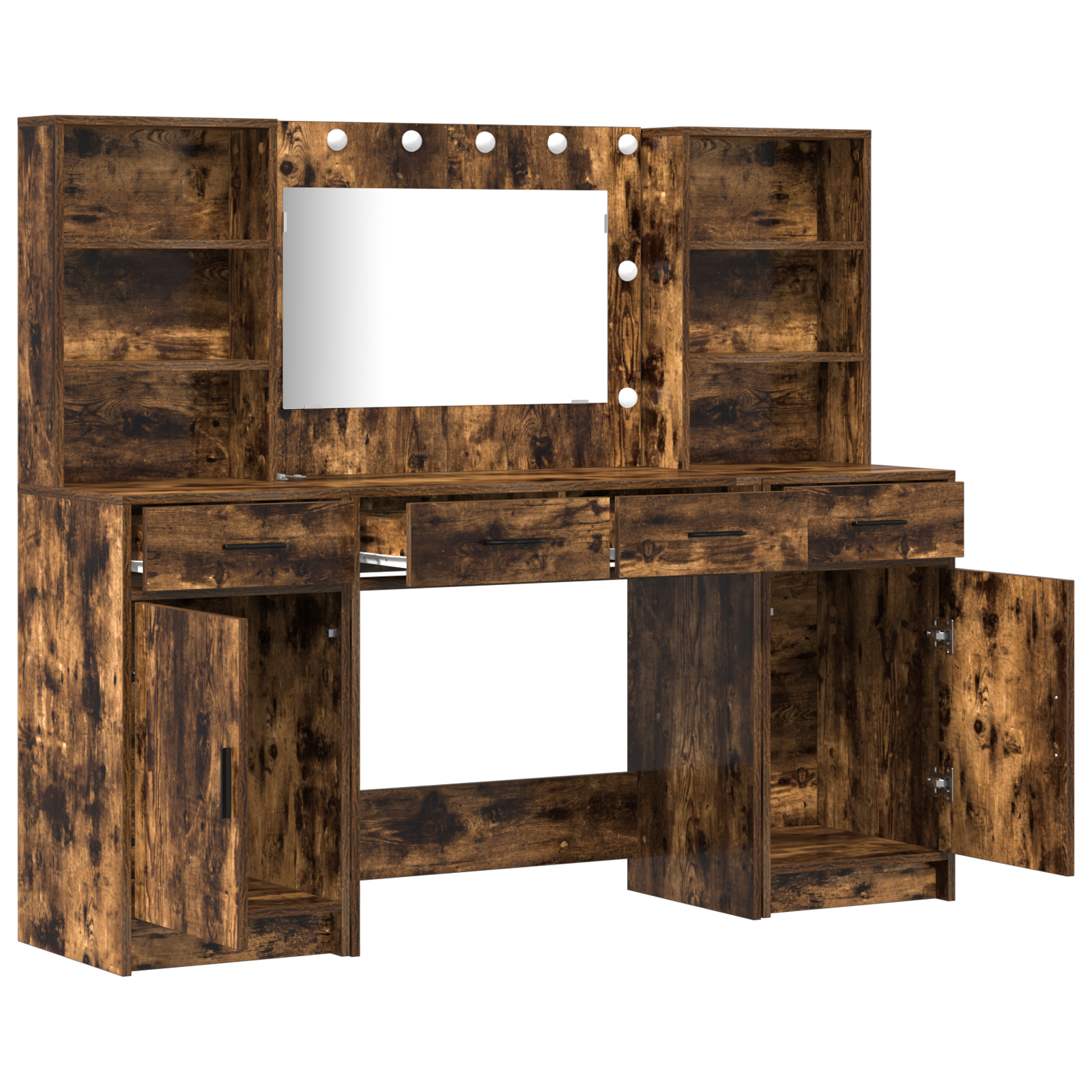 3 Piece Dressing Table Set Smoked Oak Engineered Wood - Image 6
