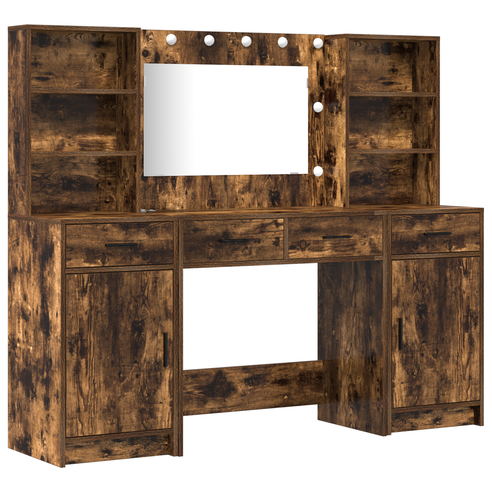 3 Piece Dressing Table Set Smoked Oak Engineered Wood - Image 2