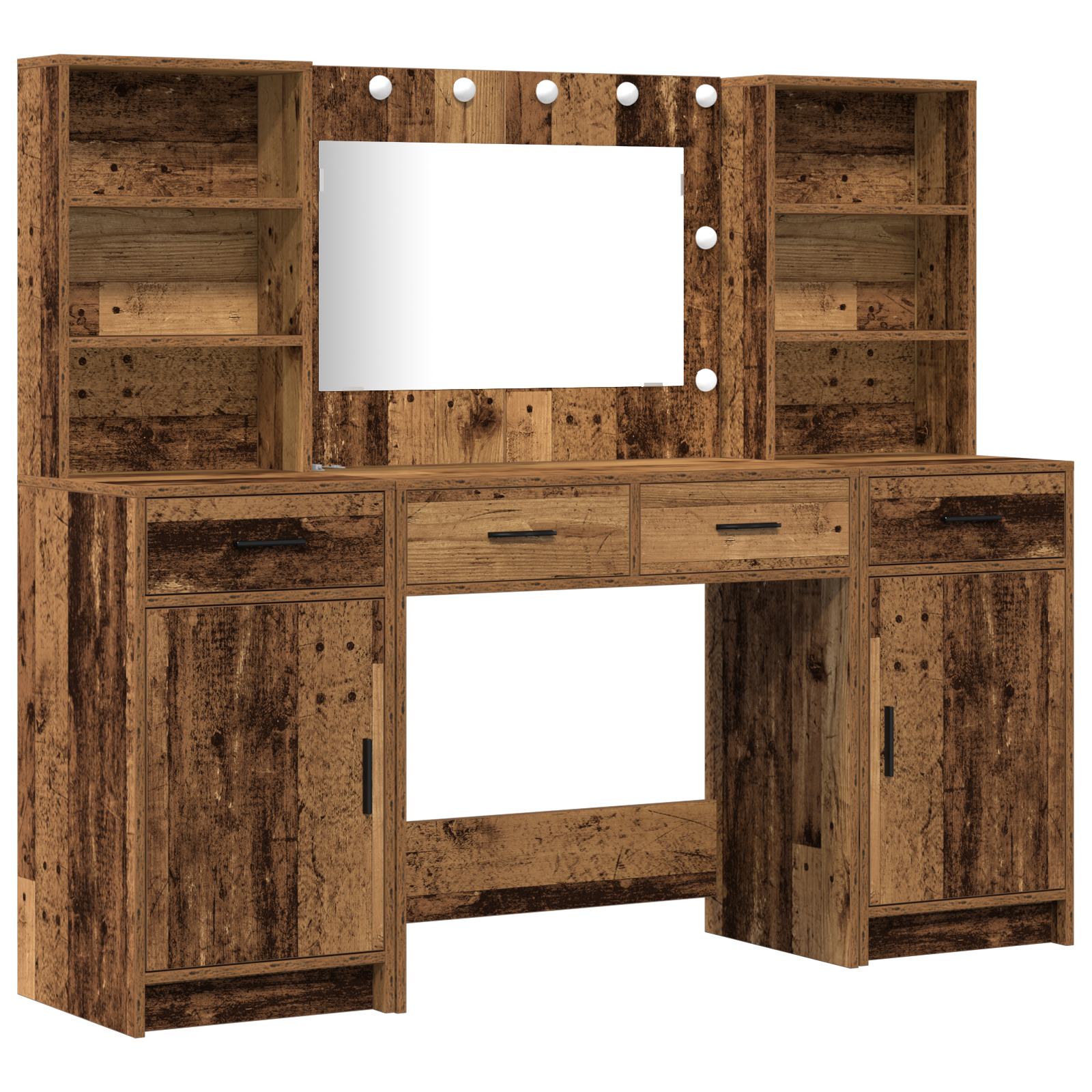 3 Piece Dressing Table Set  Old Wood Engineered Wood - Image 2
