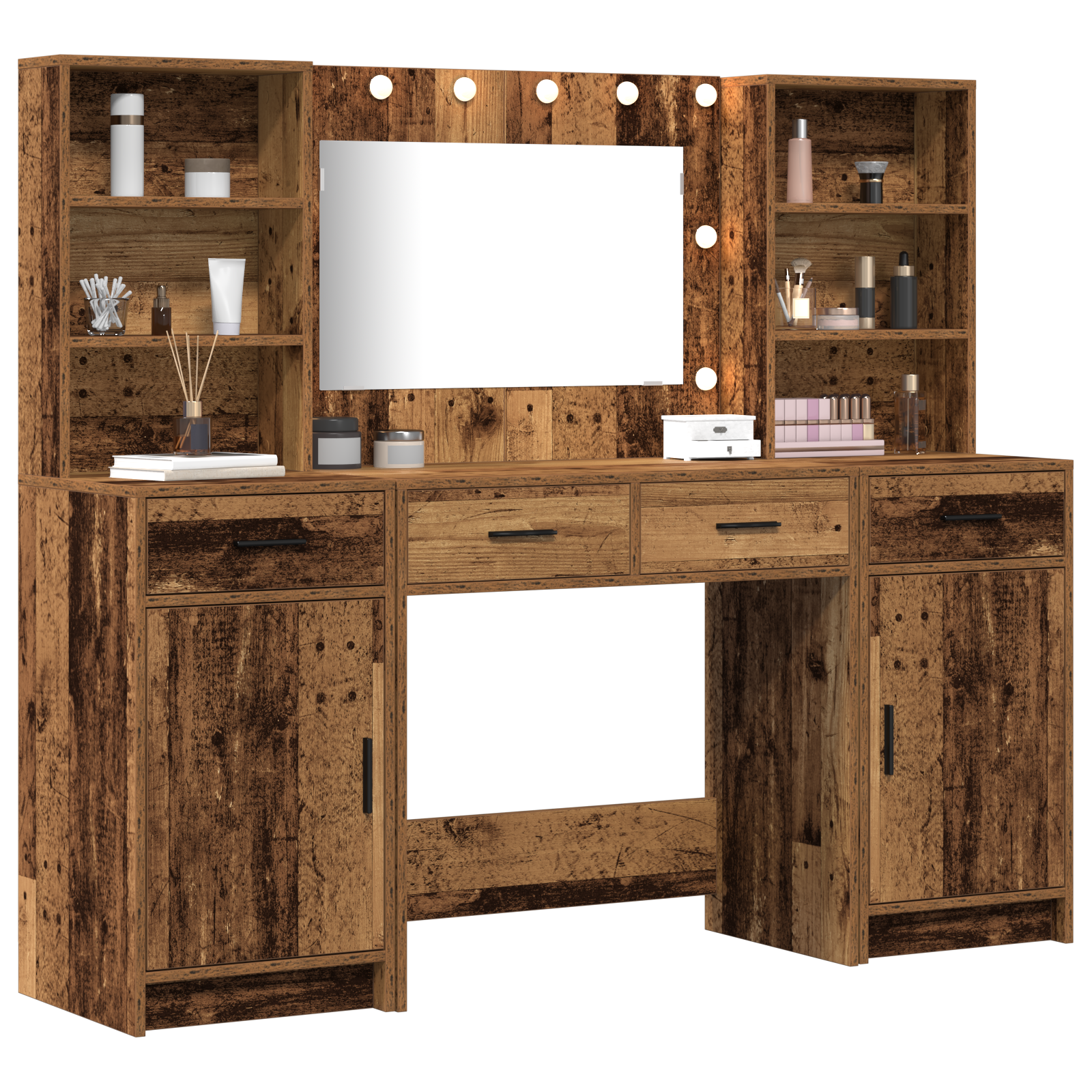 3 Piece Dressing Table Set  Old Wood Engineered Wood - Image 3