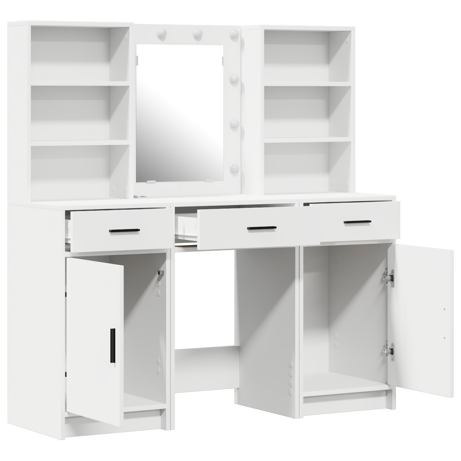 3 Piece Dressing Table Set  White Engineered Wood - Image 6