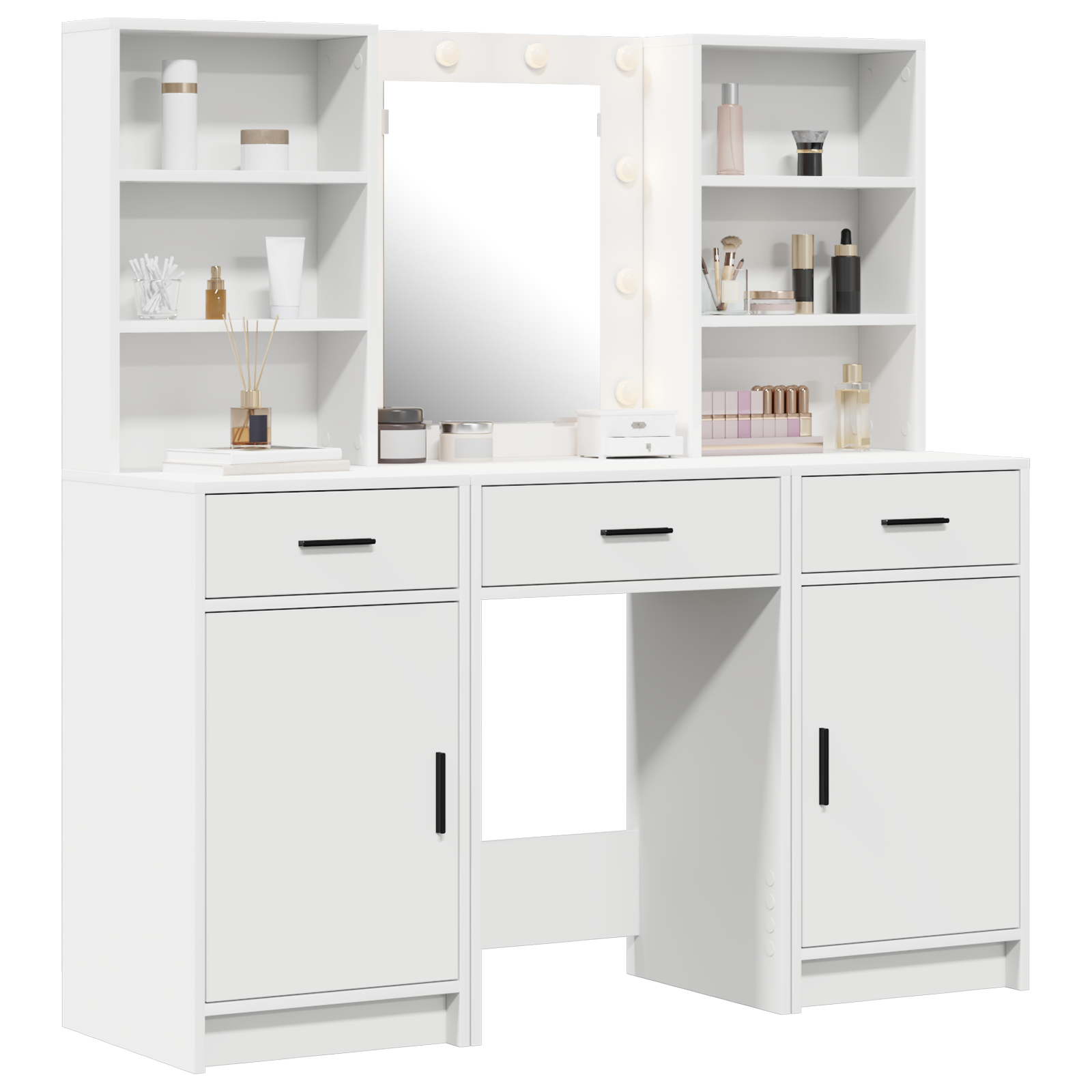 3 Piece Dressing Table Set  White Engineered Wood - Image 3