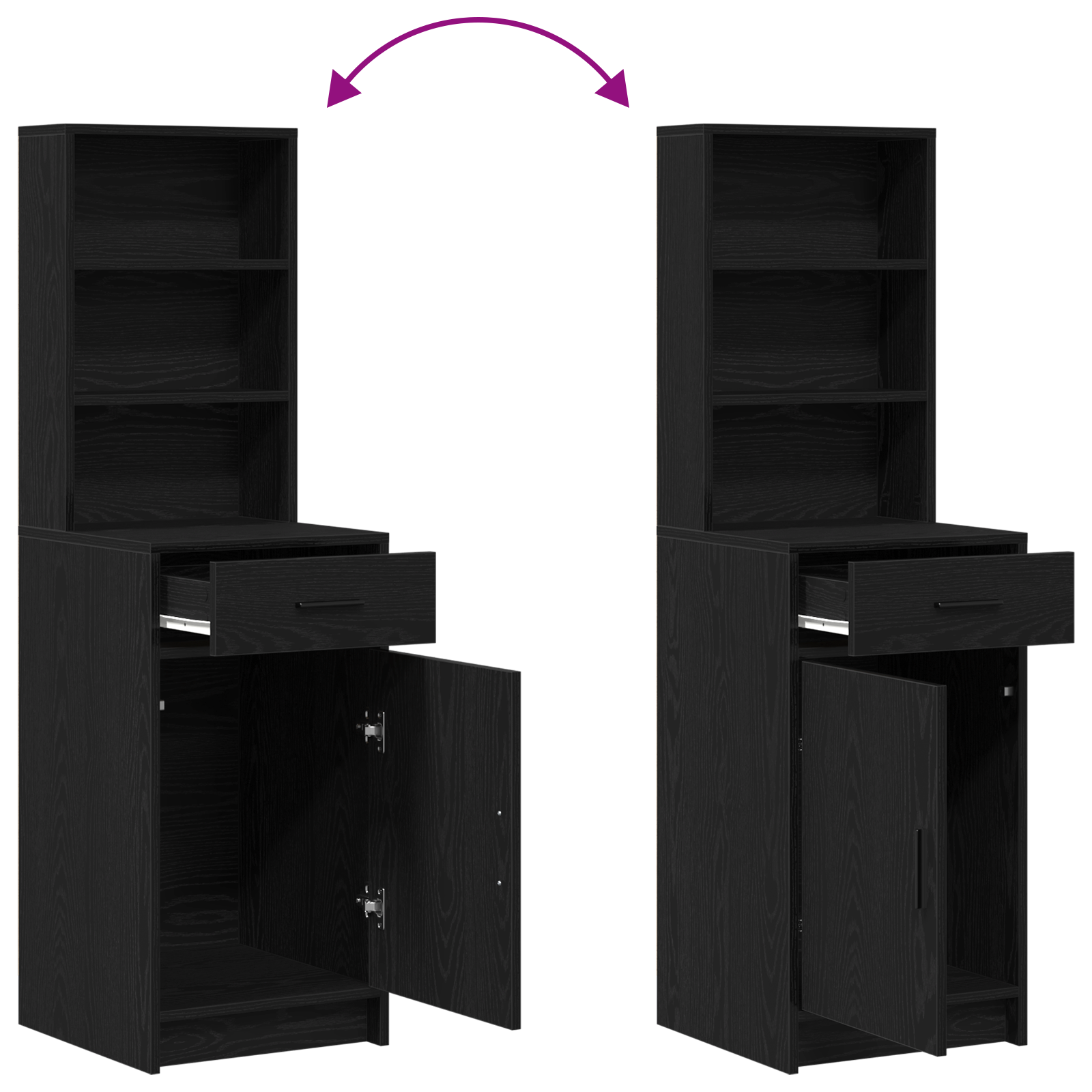 3 Piece Dressing Table Set  Black Engineered Wood - Image 11