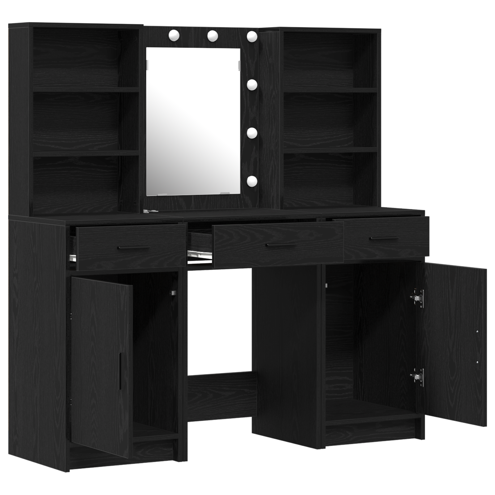 3 Piece Dressing Table Set  Black Engineered Wood - Image 6