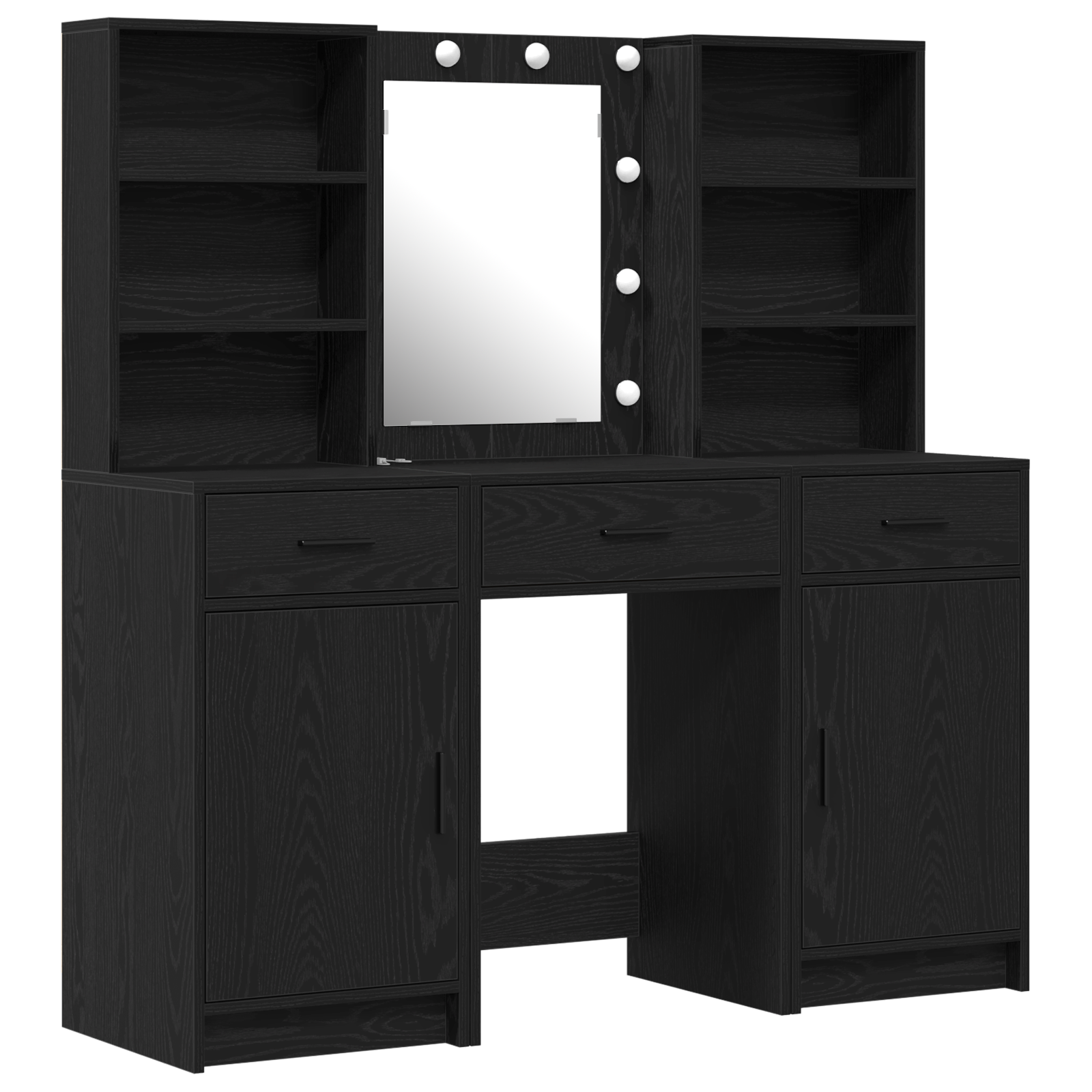 3 Piece Dressing Table Set  Black Engineered Wood - Image 2