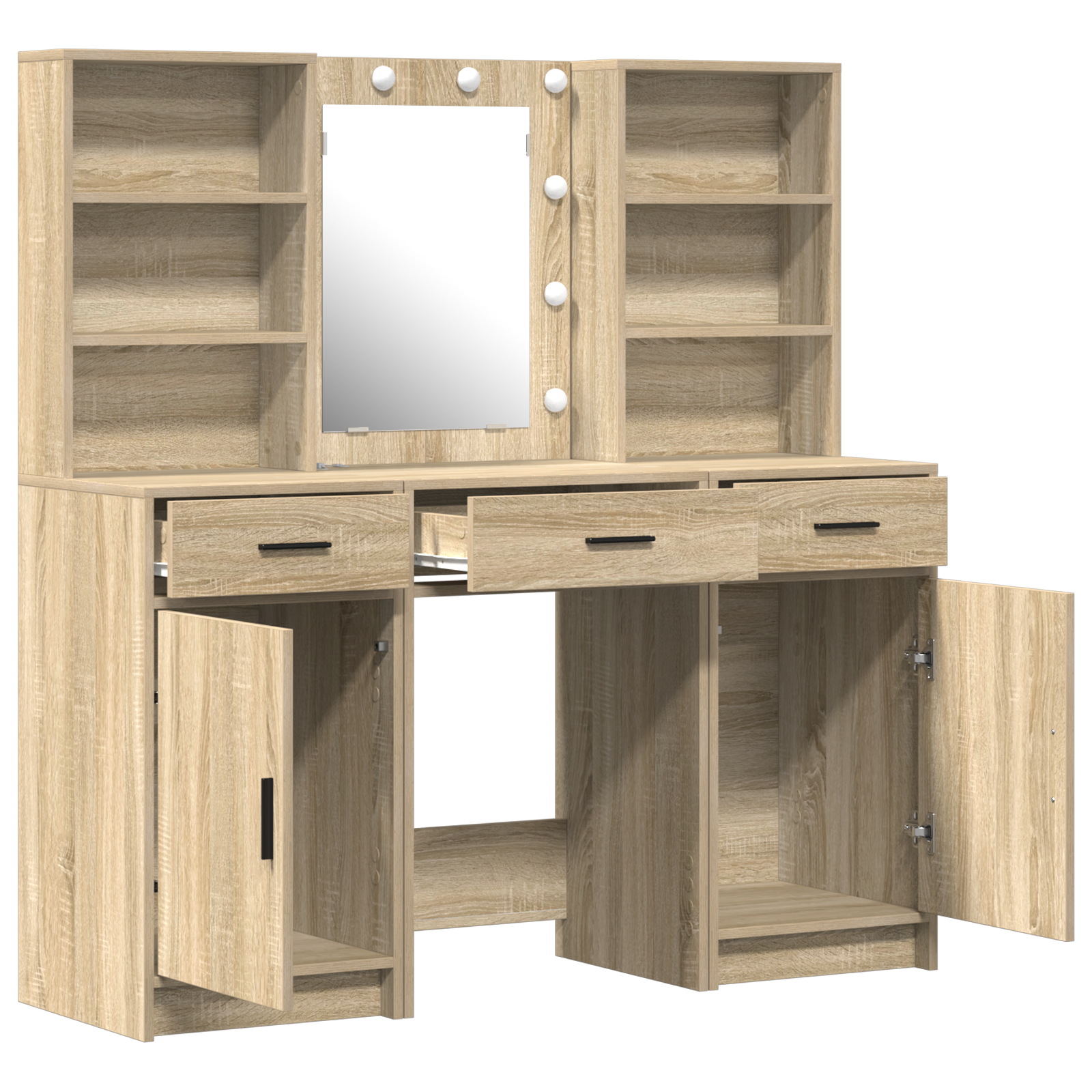 3 Piece Dressing Table Set Sonoma Oak Engineered Wood - Image 6