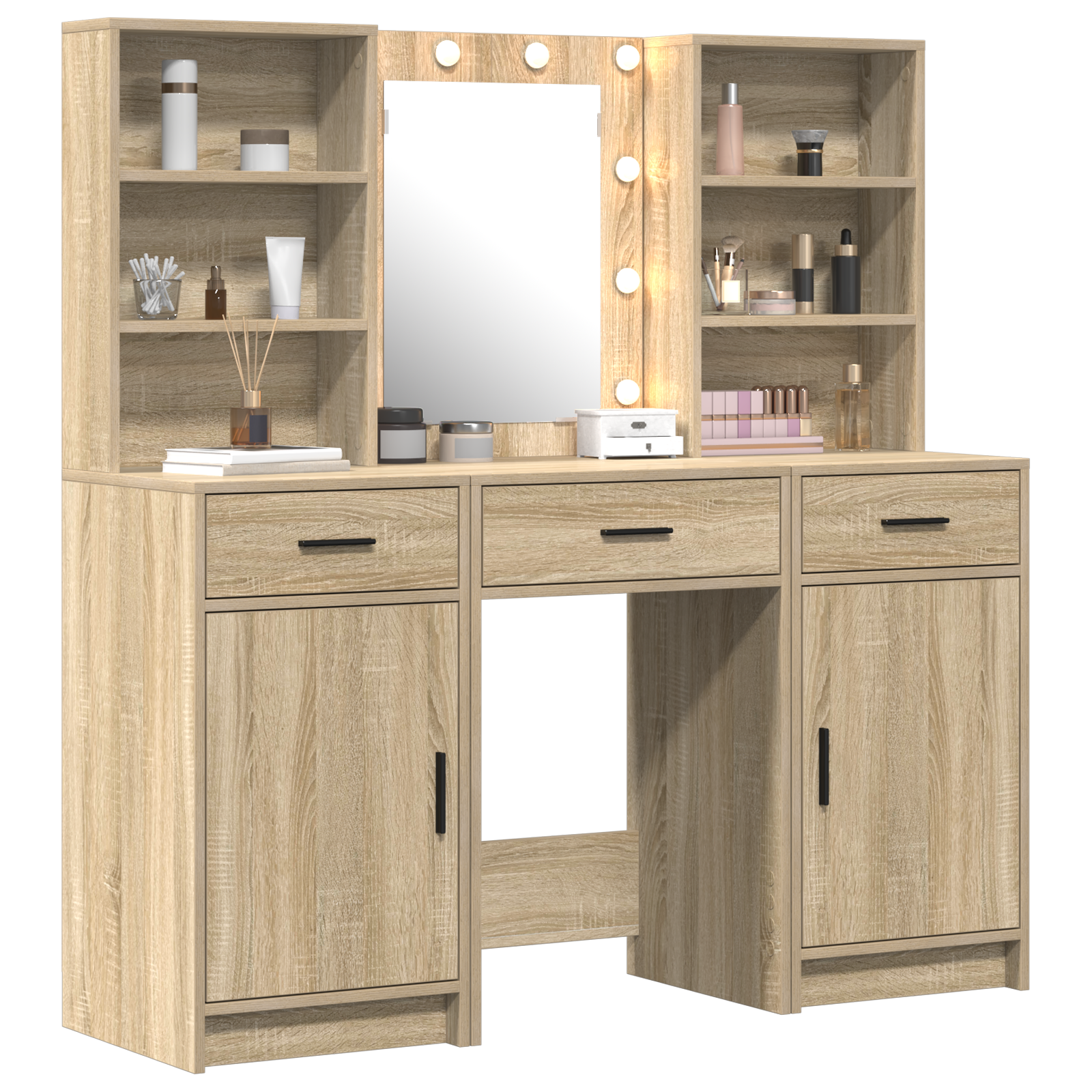 3 Piece Dressing Table Set Sonoma Oak Engineered Wood - Image 3