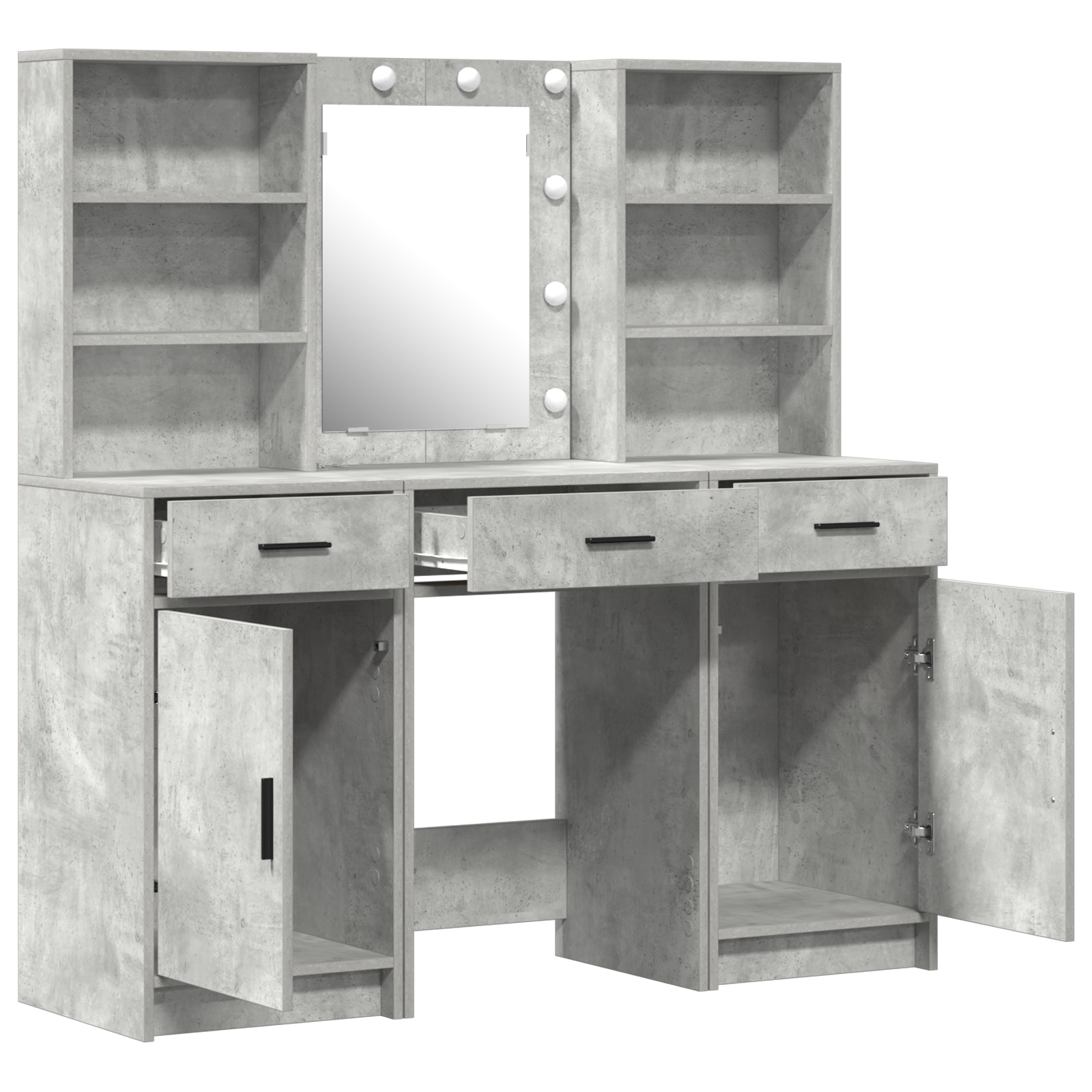 3 Piece Dressing Table Set  Concrete Grey Engineered Wood - Image 6