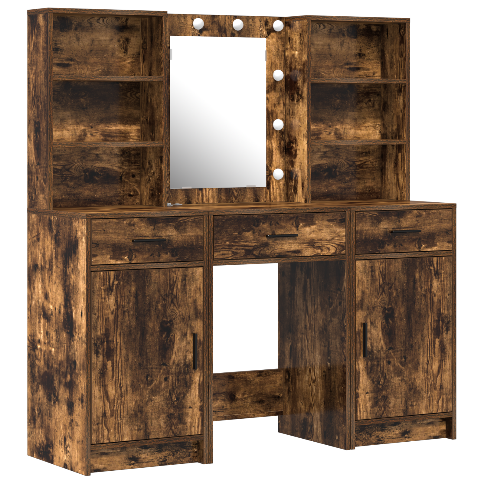 3 Piece Dressing Table Set Smoked Oak Engineered Wood - Image 2